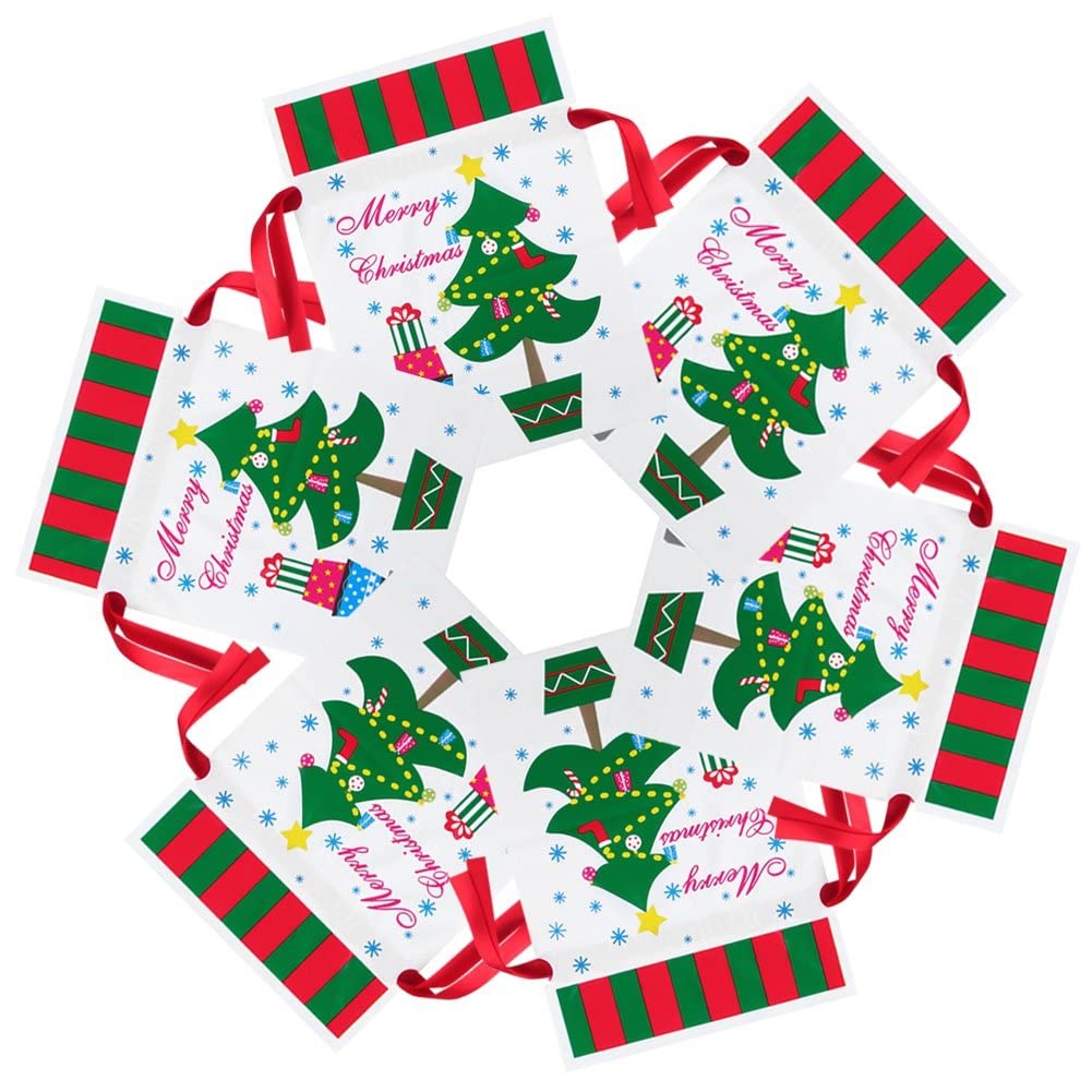 Christmas Candy Bags - 6 Pack Holiday Drawstring Gift Bags for Xmas Treats & Party Favors | Reusable Goodie Bags for Christmas, Birthday, Halloween & School Events | Assorted Festive Patterns for Candy, Snacks & Small Gifts