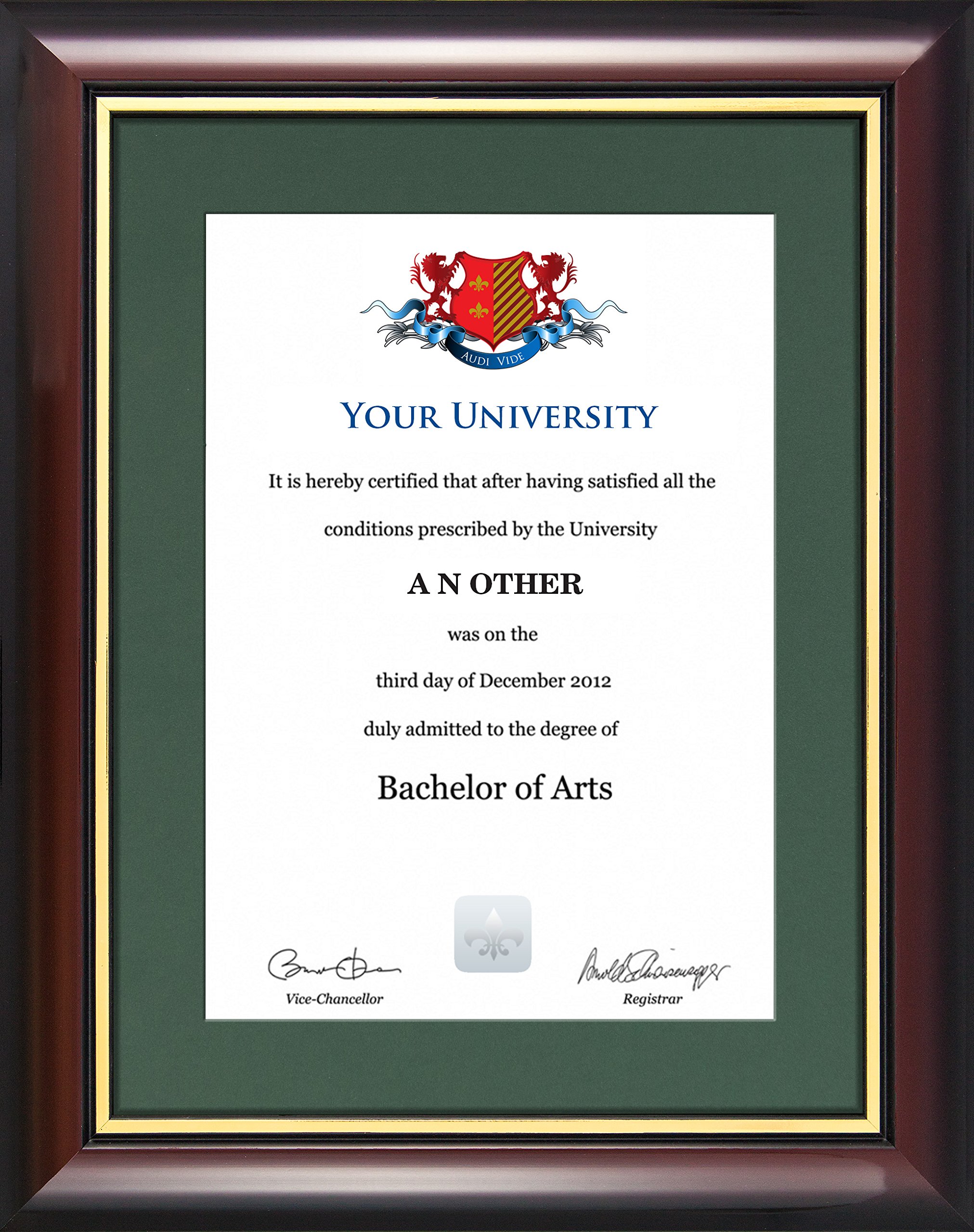 Elegant Green Graduation Certificate Frame - Traditional Style Display for Diplomas, Awards & Achievements - Perfect for Home, Office & School Decor