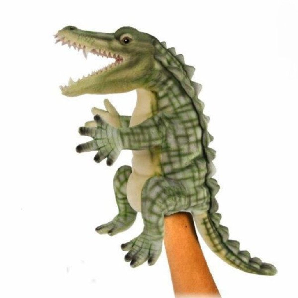 Hansa Realistic Crocodile Hand Puppet - Soft Plush Animal Toy for Kids, Storytelling, and Imaginative Play - Perfect for Classroom, Birthday Gifts, and Role-Playing Games