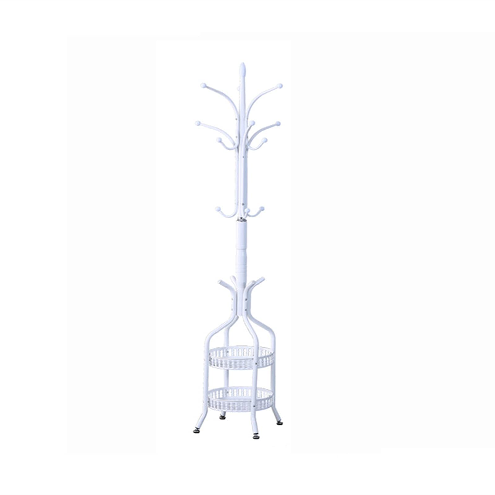 Free Standing Coat Rack with 11 Hooks & 2 Storage Shelves - Modern Iron Entryway Hat & Coat Tree for Clothes, Purse, Handbags & Umbrellas | Perfect for Hallway, Bedroom, Office & Mudroom Organization