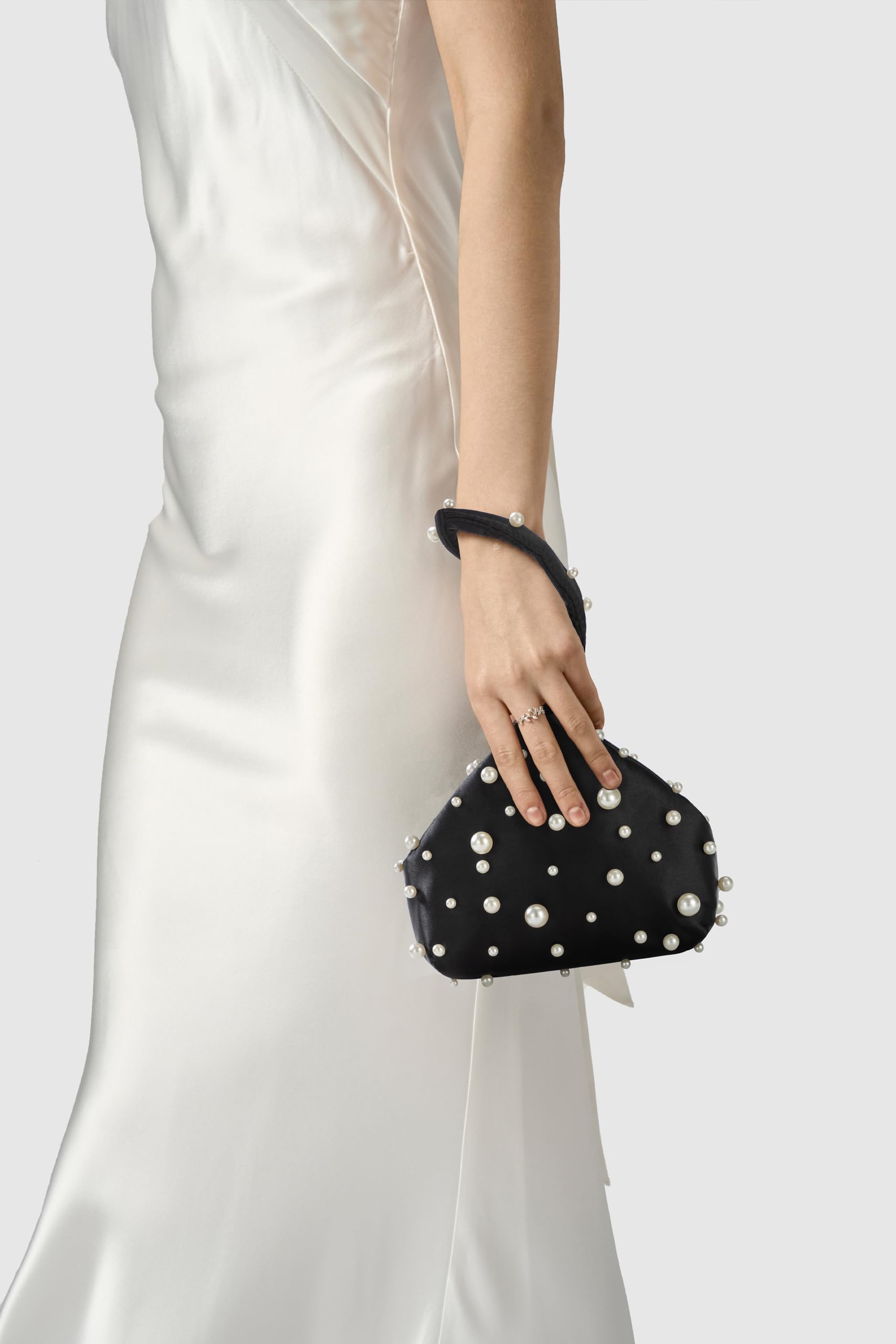 BABEYOND Women's Satin Clutch Purse with Pearl Accents - Elegant Triangle Evening Bag for Wedding, Prom, Party & Special Occasions | Perfect Gift for Bridesmaids & Formal Events