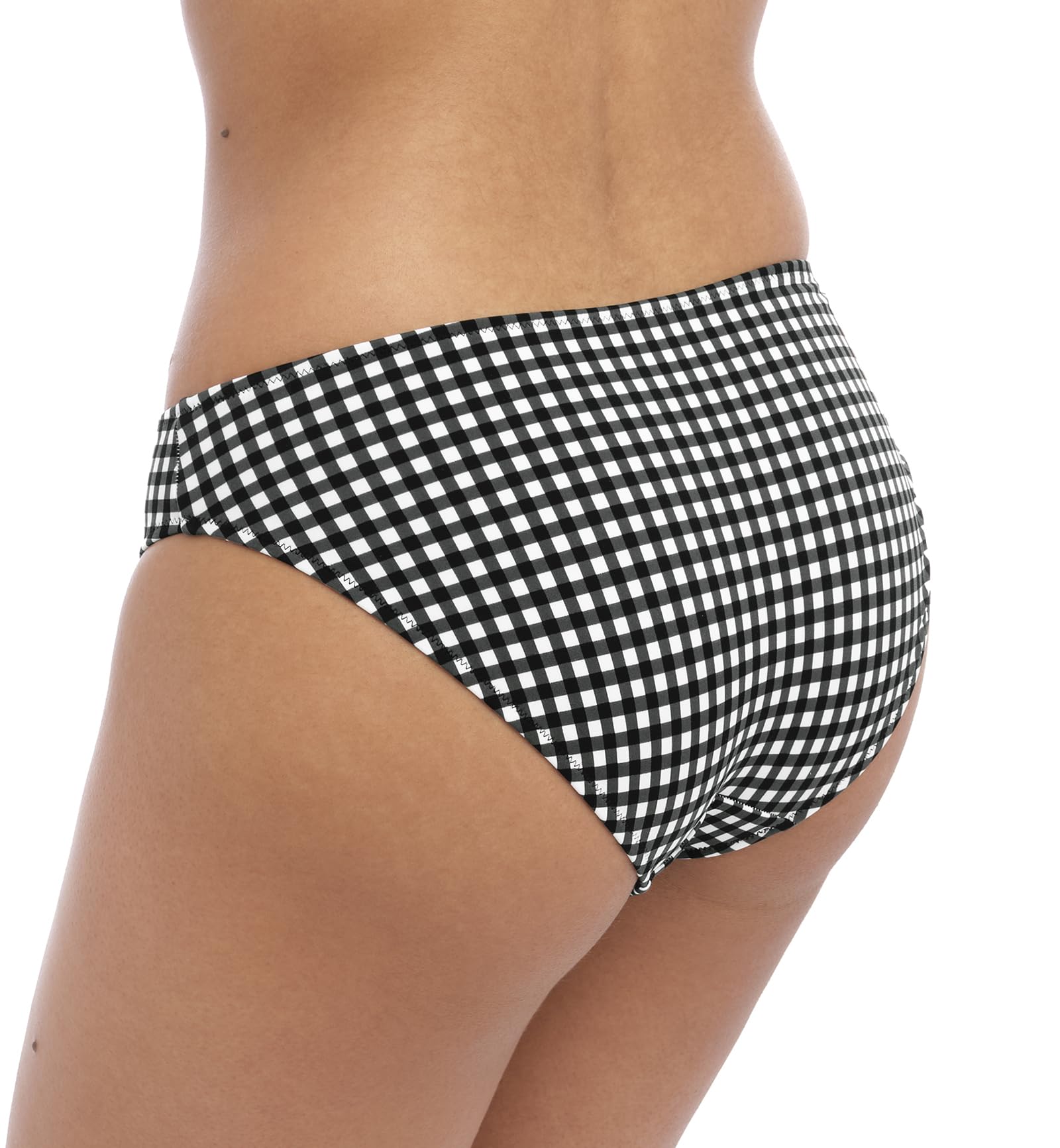 Freya Women's Monochrome Gingham Print Swimsuit Bottom - Medium, Black | High Waisted Bikini Bottoms for Beach, Pool & Summer Vacation