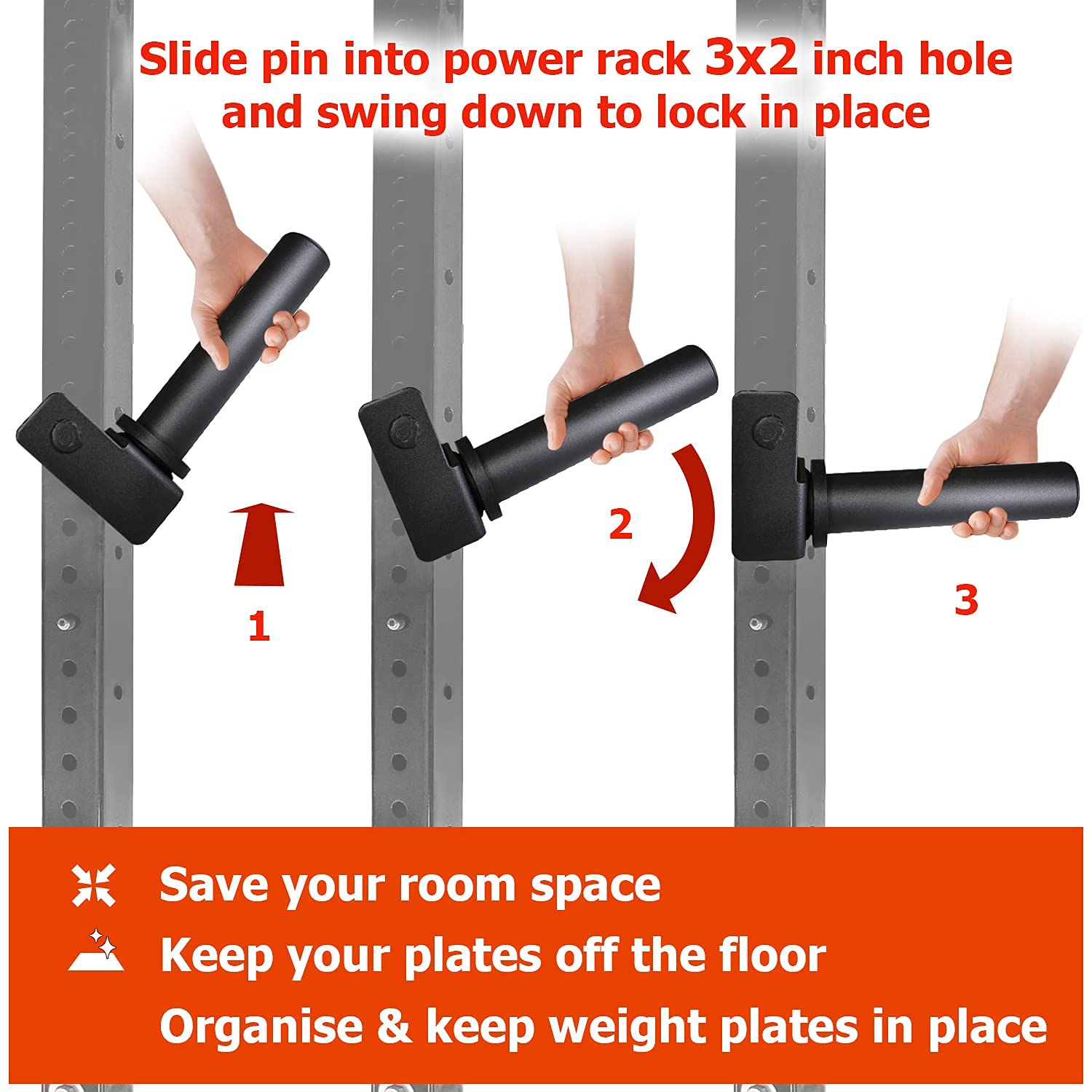 A2ZCARE Olympic Weight Plate Holder - 2 Inch Power Rack Attachment for Gym Equipment - Secure Weight Plate Storage Organizer - Perfect for Home Gym & Commercial Fitness Centers