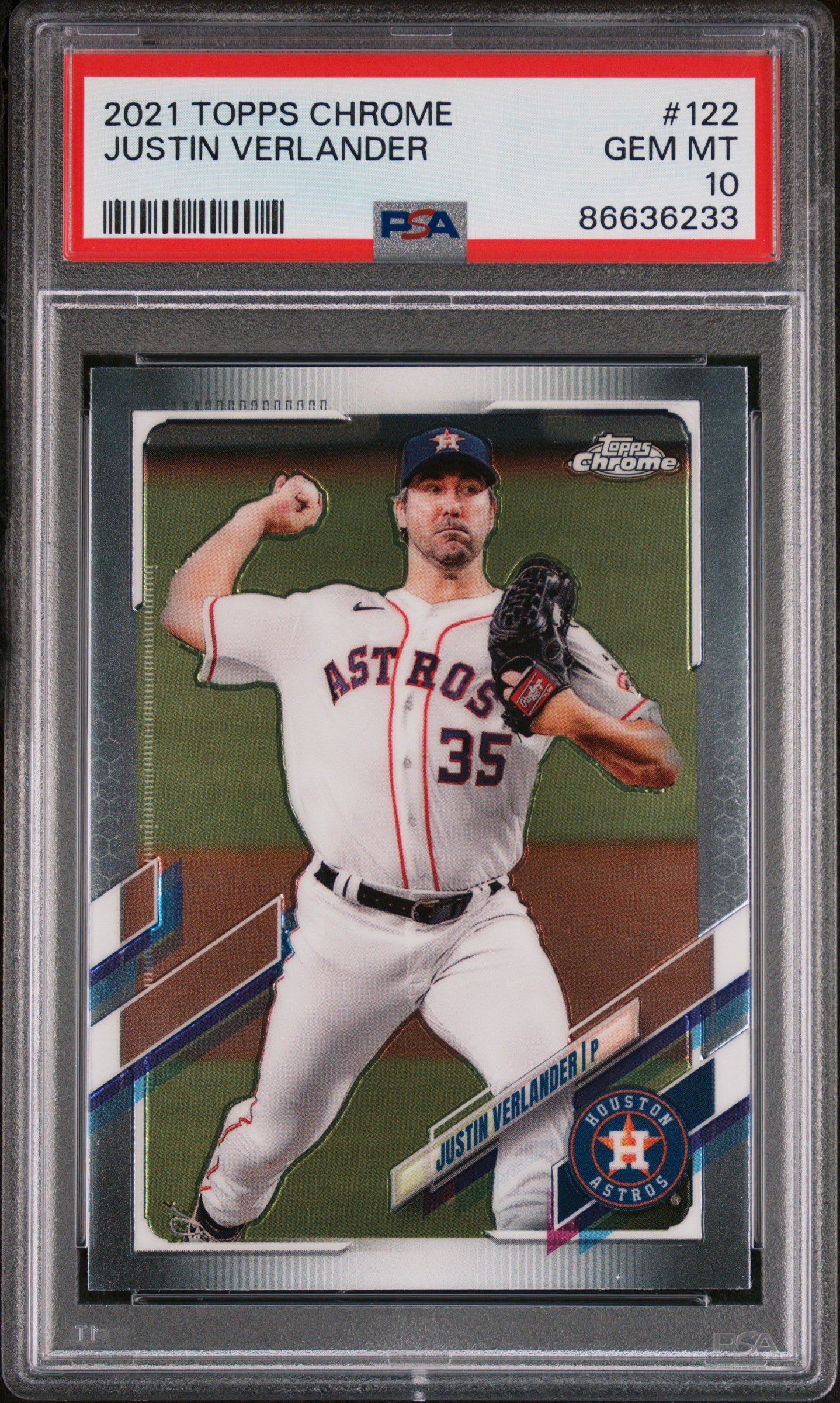 2021 Topps Chrome Justin Verlander #122 PSA 10 Gem Mint Baseball Card - Perfect for Collectors, Investors & Sports Memorabilia Enthusiasts