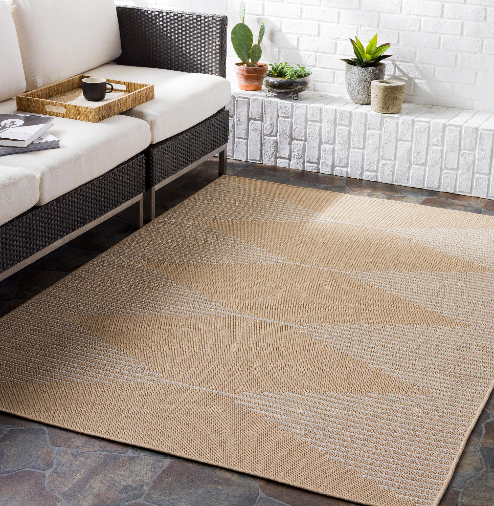 Mark&Day 5x7 Schijndel Modern Wheat Indoor/Outdoor Area Rug - Beige Living Room Carpet for Bedroom & Kitchen - Durable 5'3