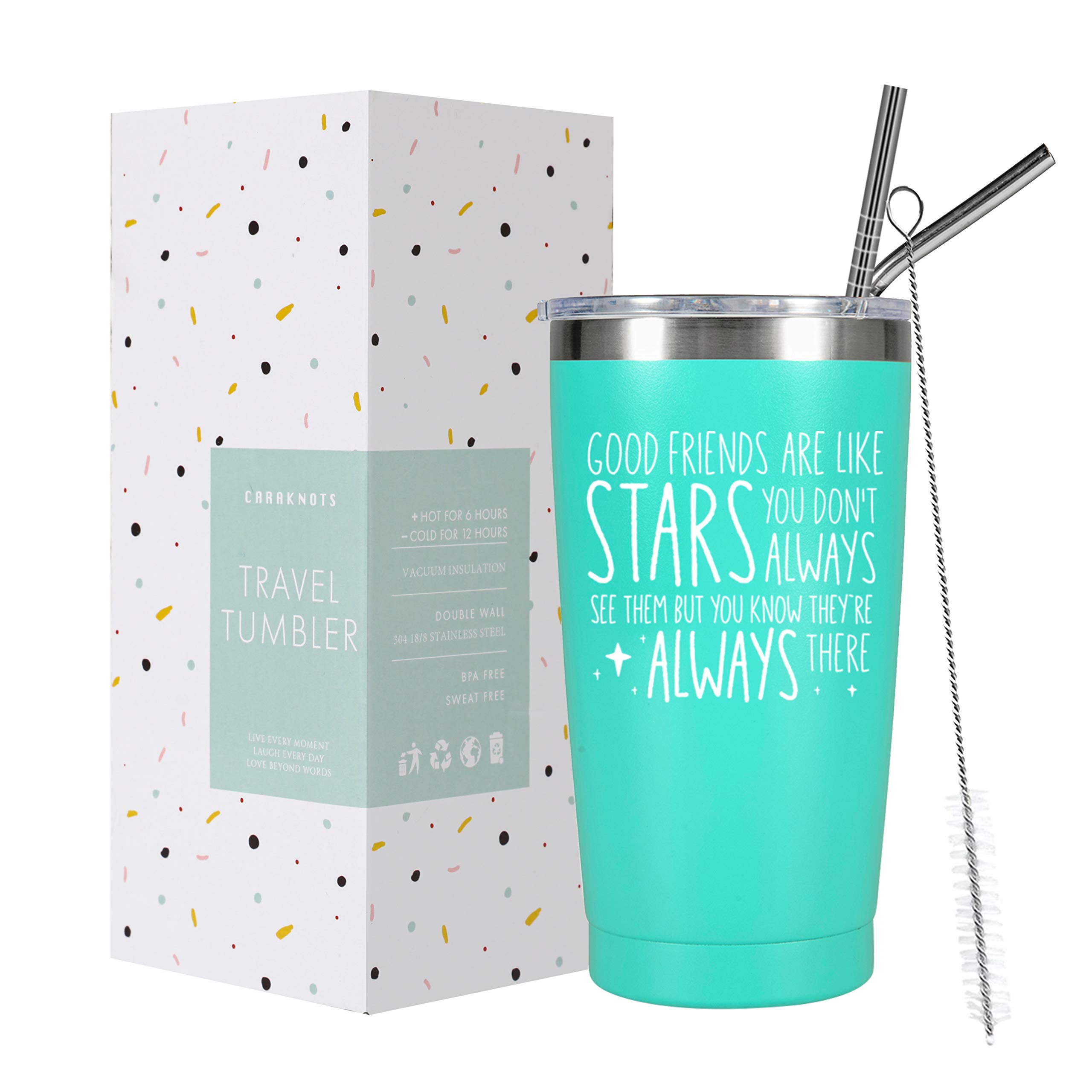 Best Friendship Gifts for Women - Long Distance Valentines Day, Graduation, Birthday Presents - Insulated Coffee Tumbler with Lid & Straw - Perfect for Bestie, Coworker, Roommate - Great for Office, Travel, and Daily Use (Mint Green)