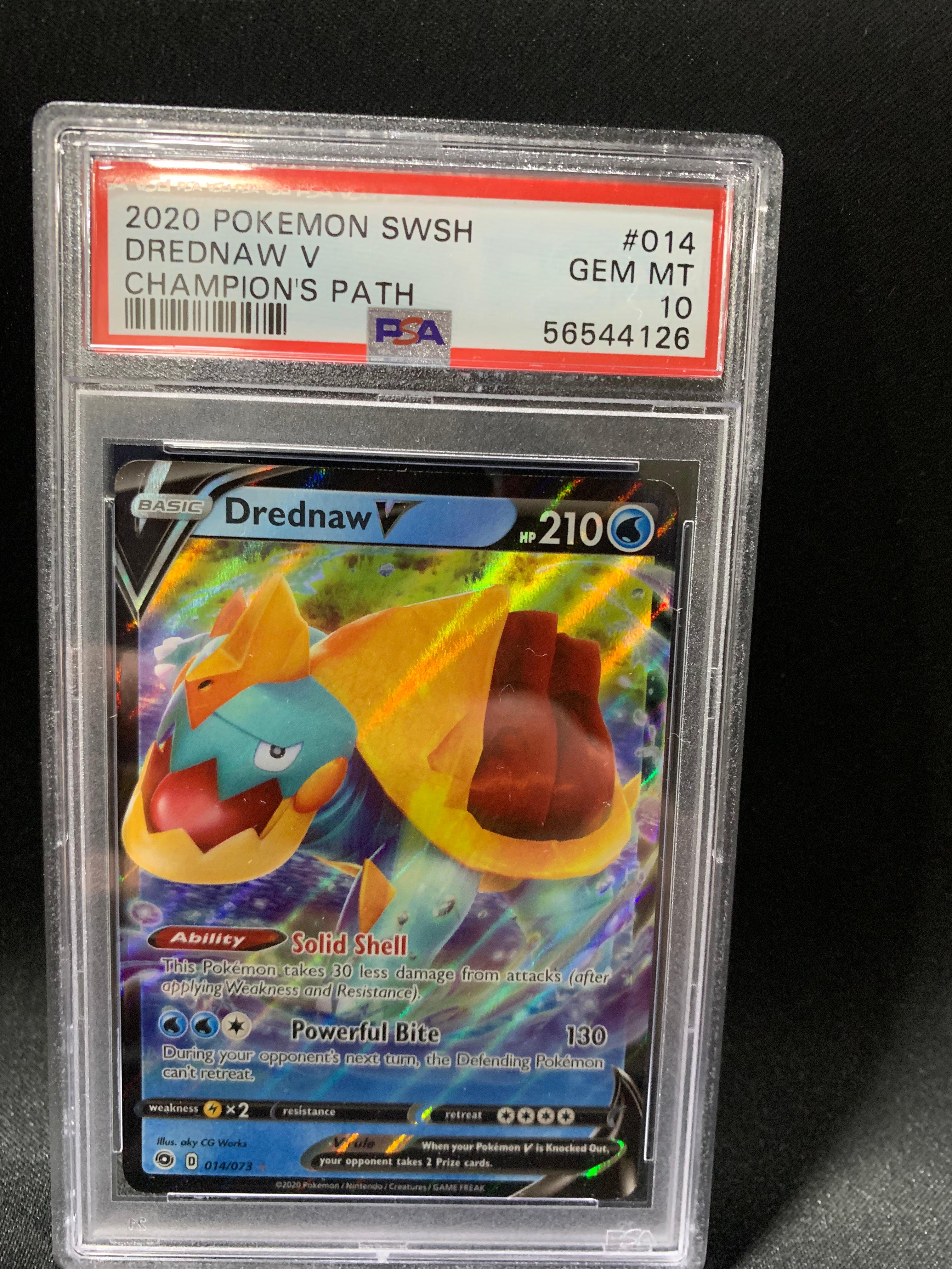 2020 Pokemon Sword & Shield Champion's Path Drednaw V #14 PSA GEM MT 10 Graded Card - Collectible Trading Card Game for Battles & Display