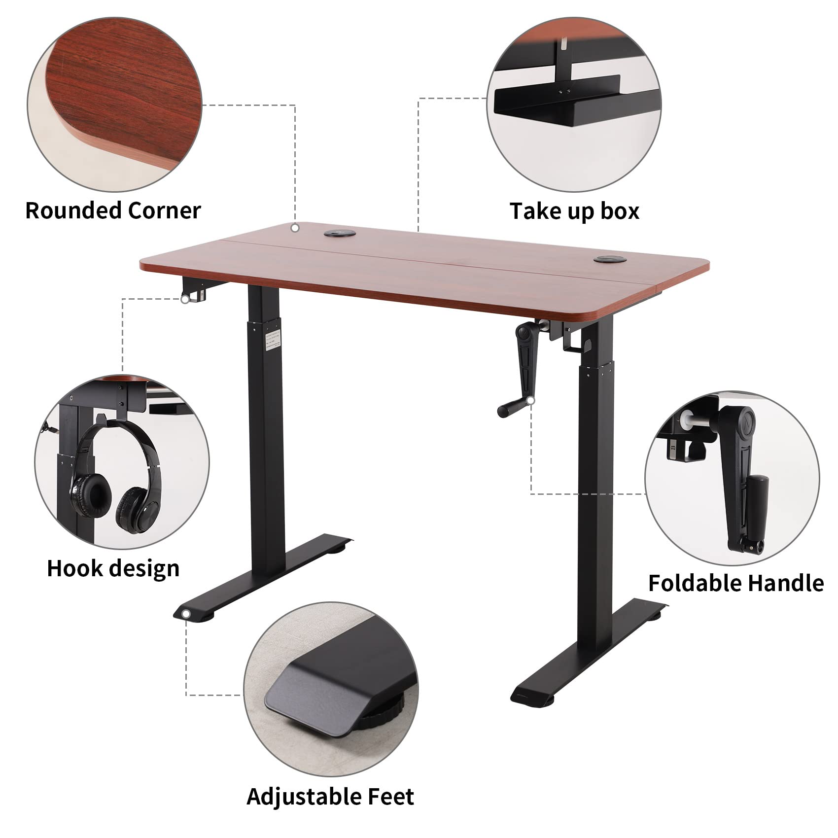 UNICOO Adjustable Height Standing Desk with USB & Wireless Charger - Ergonomic Home Office & Gaming Computer Table (Walnut, M2) - Perfect for Work from Home, Gaming, and Study Spaces