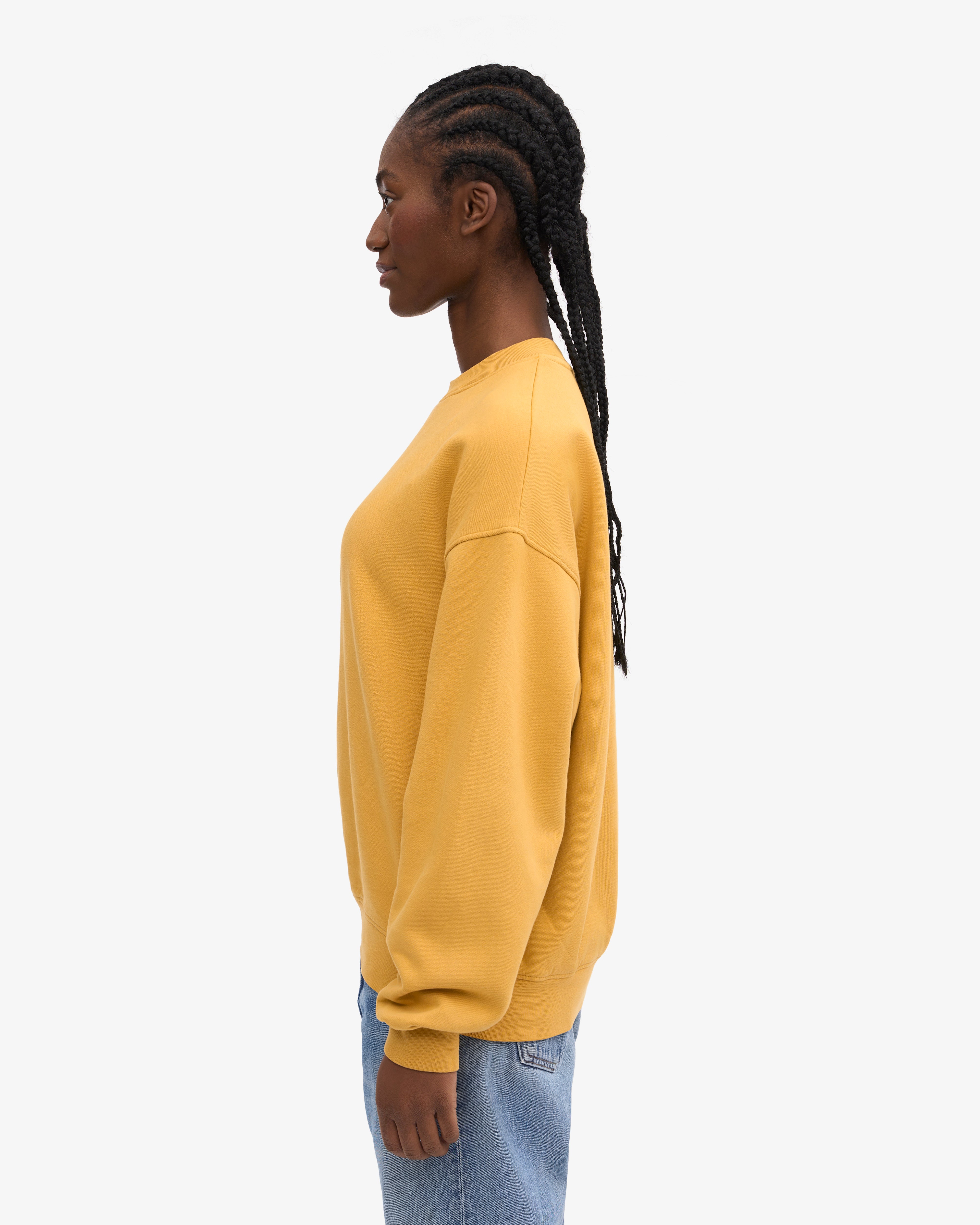 Organic Oversized Crewneck Sweatshirt - Soft & Comfortable Burned Yellow Pullover for Women | Perfect for Casual Wear, Lounge & Street Style