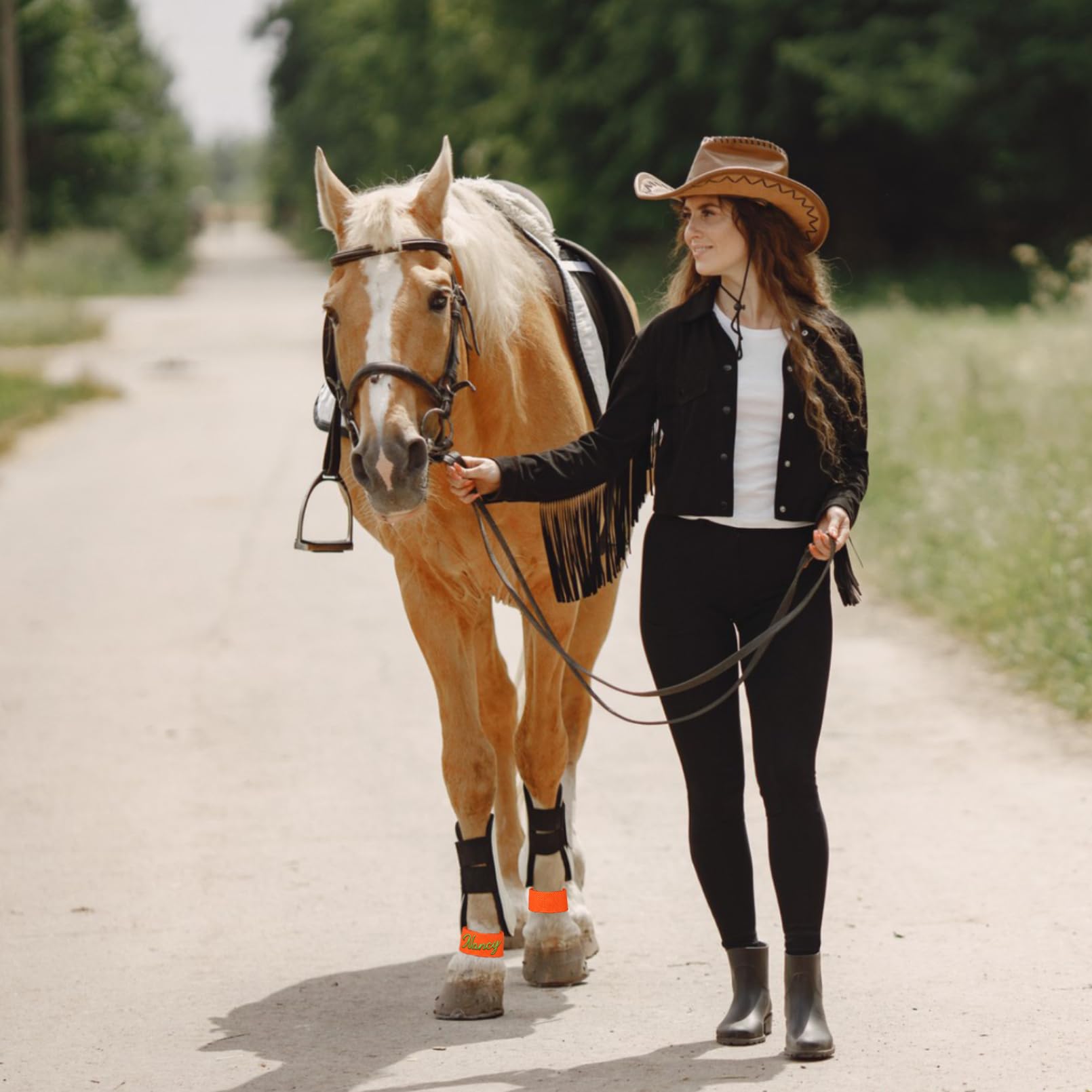 Custom Embroidered Horse Leg Bands with Personalized Names - Premium Equestrian Accessories for Training, Shows & Riding Comfort