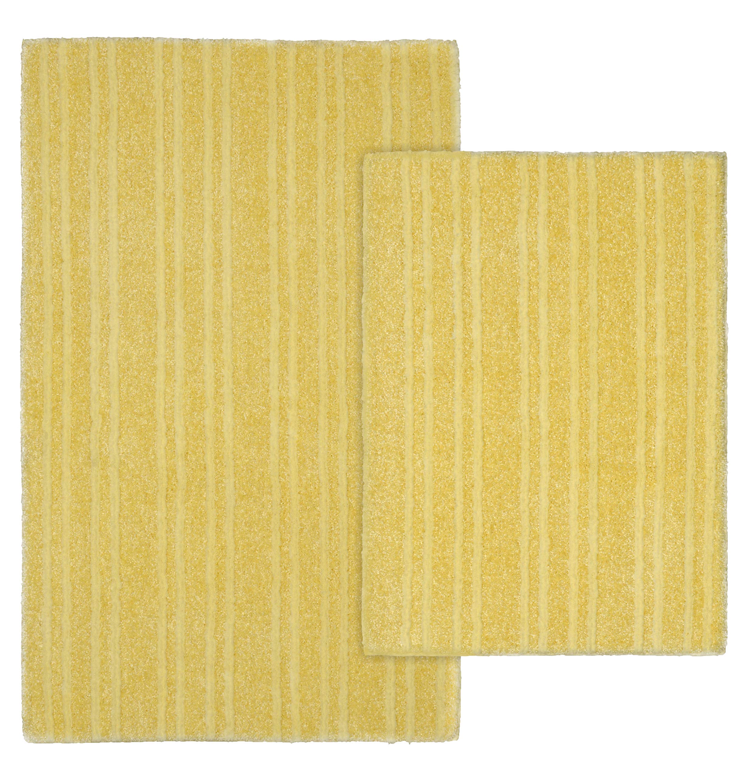 Garland Rug Grand Isle Non-Slip Bath Rug 2-Piece Set - Rubber Ducky Yellow | Soft Absorbent Bathroom Mat for Kids & Adults - Perfect for Bath, Shower & Vanity Areas