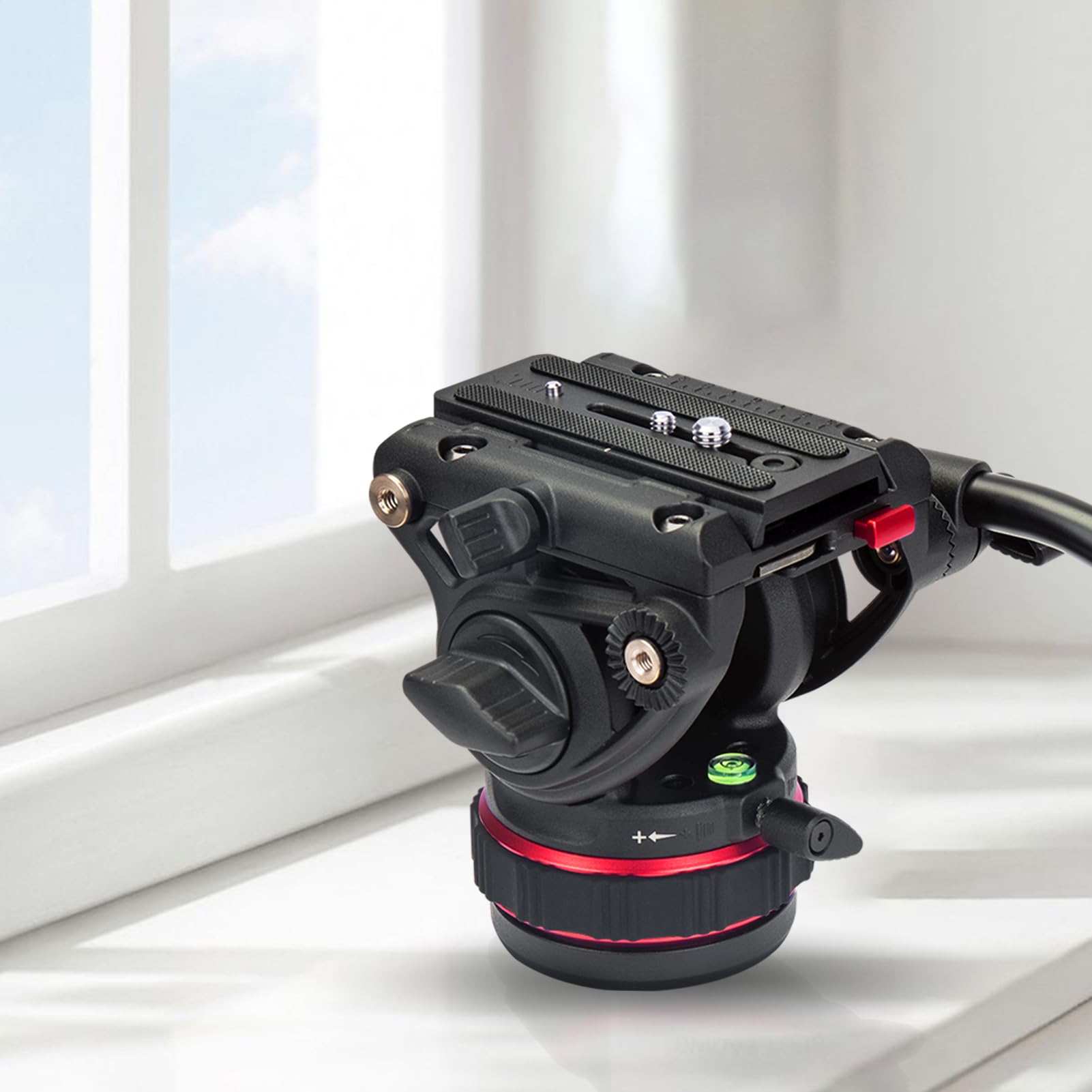 Avella Professional Video Tripod Fluid Head with Quick Release Plate - Heavy Duty 22lb/10kg Load Capacity - Compatible with DJI RS Gimbals, Manfrotto, Canon, Nikon, Sony, Olympus & Panasonic DSLR Cameras - Perfect for Videography, Live Streaming and Professional Photography