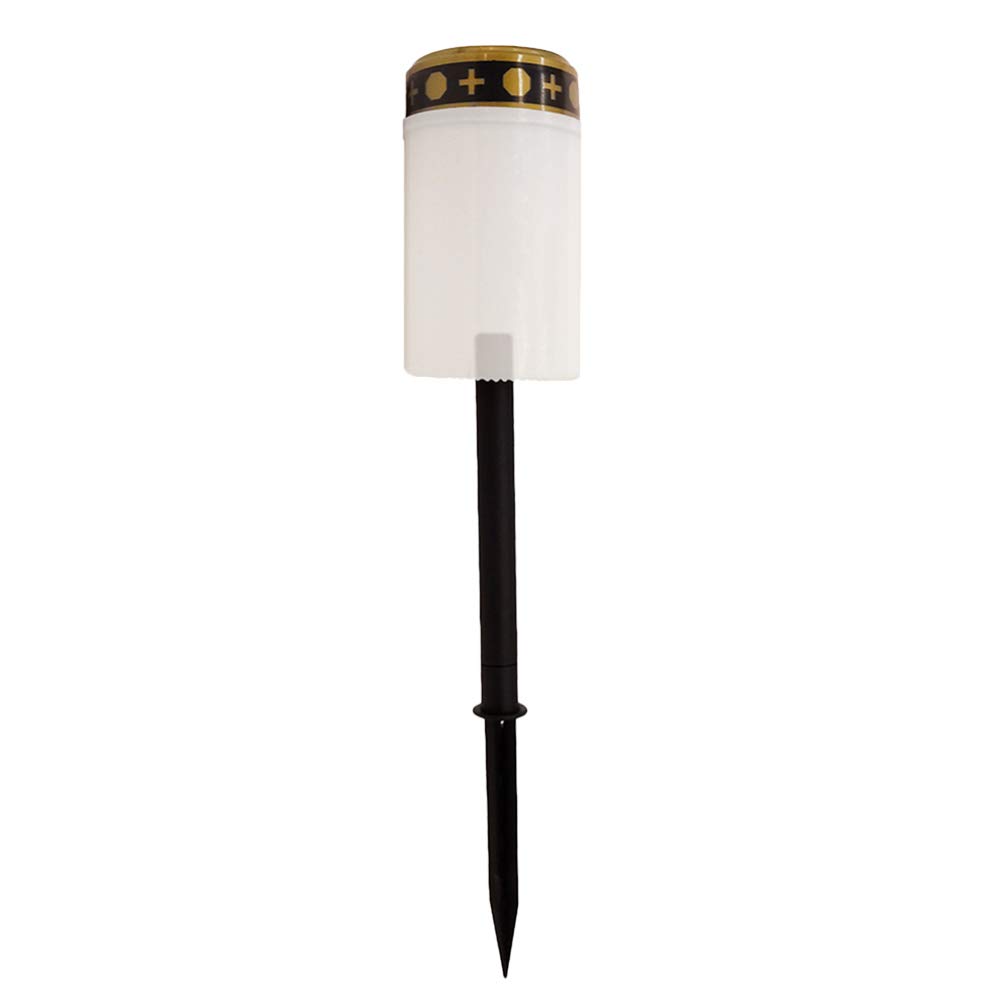 OSALADI Memorial Solar Lantern - Waterproof LED Cemetery Candle Light for Graves, Flameless Outdoor Decoration with Ground Stake (White) | Perfect for Grave Visits, Memorial Services & Nighttime Tributes