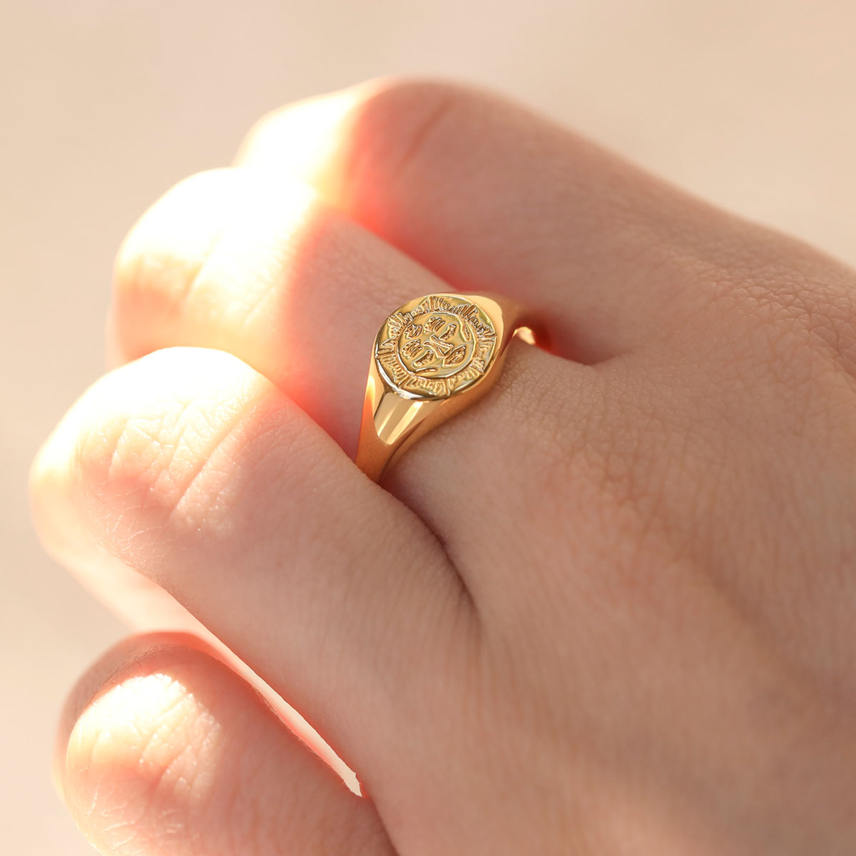 Dainty Moon Signet Ring - 14K Gold Plated Zodiac Jewelry for Women - Perfect for Everyday Wear & Gift Giving