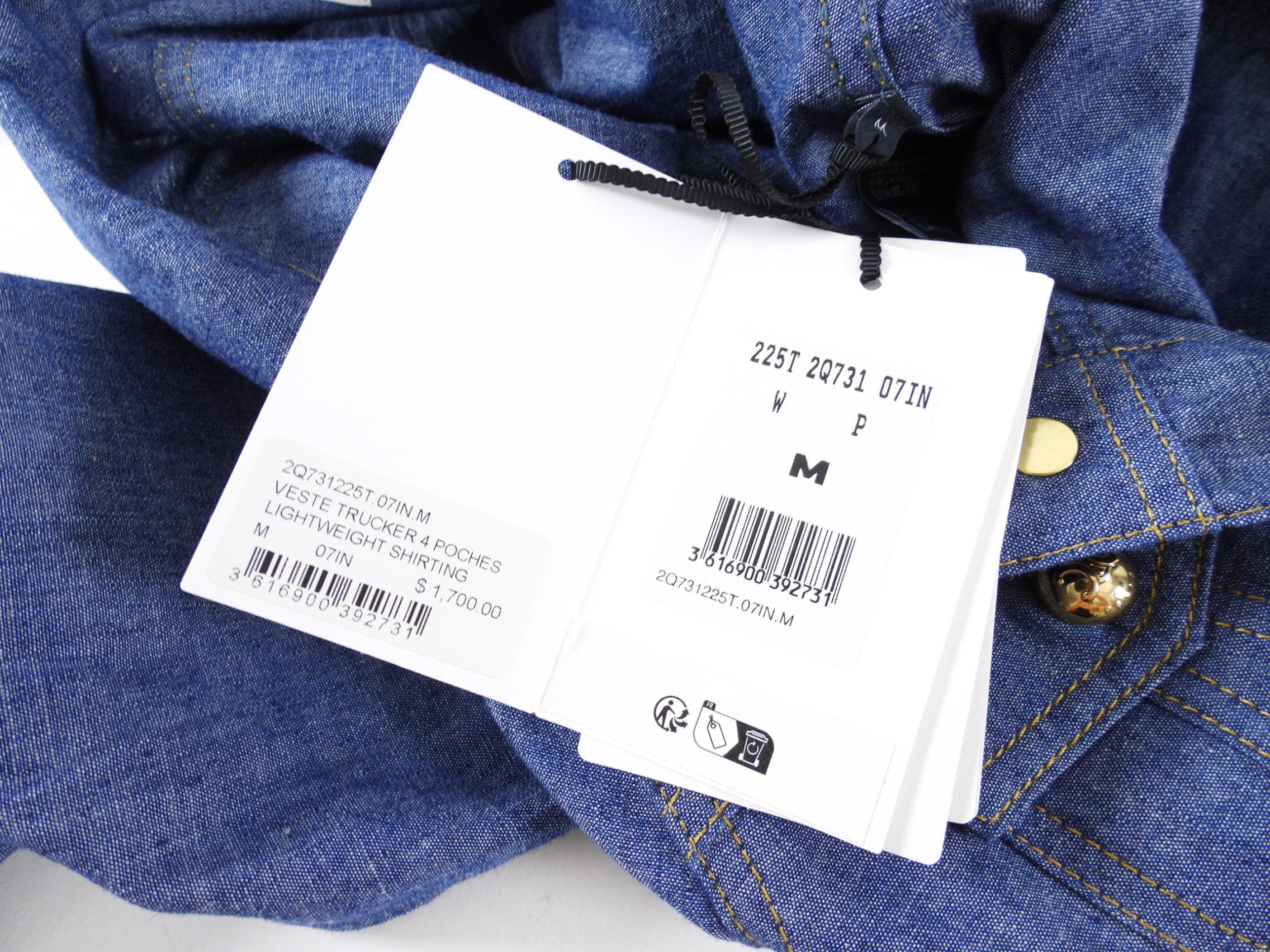 Celine Blue Denim Trucker Jacket - Lightweight Distressed Denim Shirt Jacket for Women (Size M) | Casual Streetwear & Spring Layering Essential