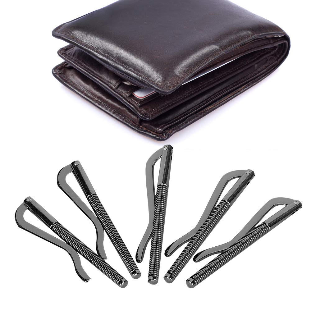 5Pcs Leather Money Clip Set - Spring Cash Clip Wallet Accessories for Men & Women, DIY Enthusiast (Gun Black) - Perfect for Organizing Bills, Cards & Gift Money in Style