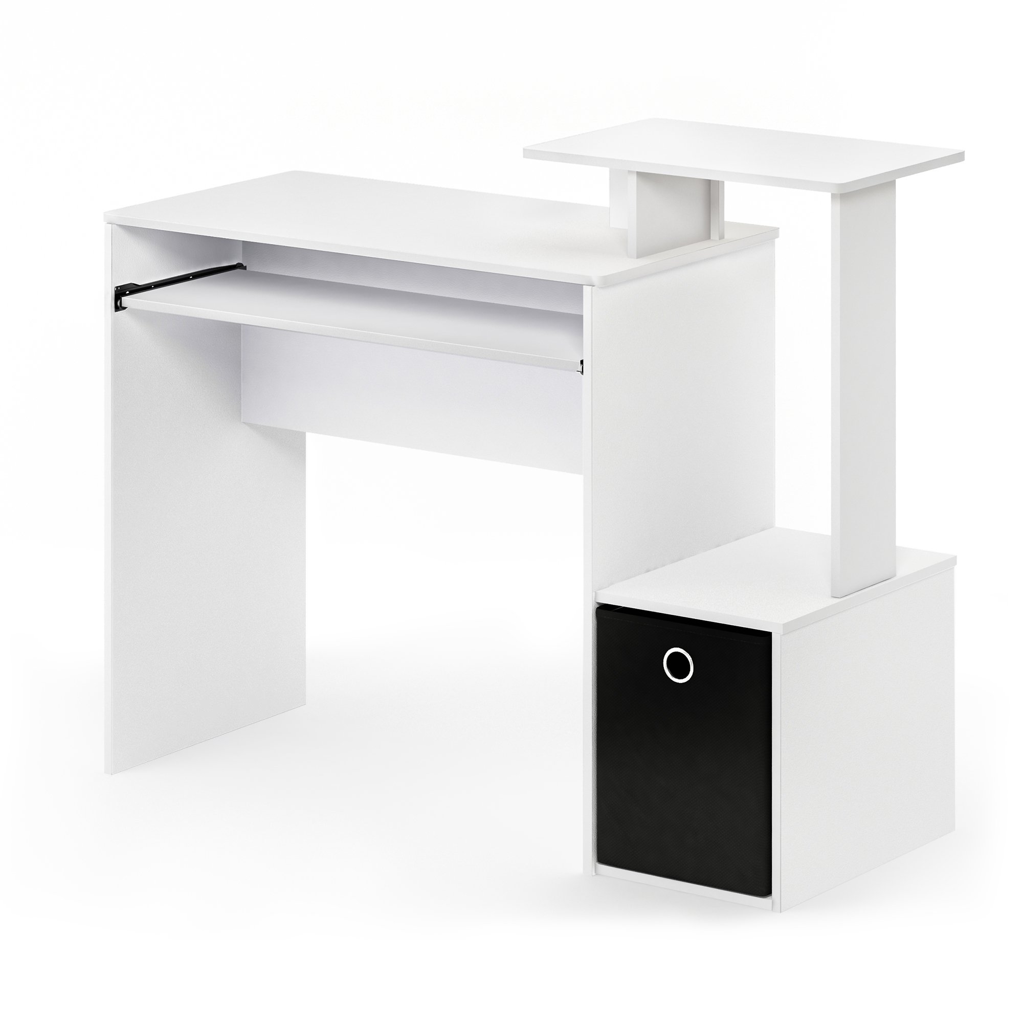 Furinno Econ Multipurpose Home Office Computer Writing Desk - Compact Workstation for Small Spaces, White/Black - Perfect for Remote Work, Study & Home Office Setup