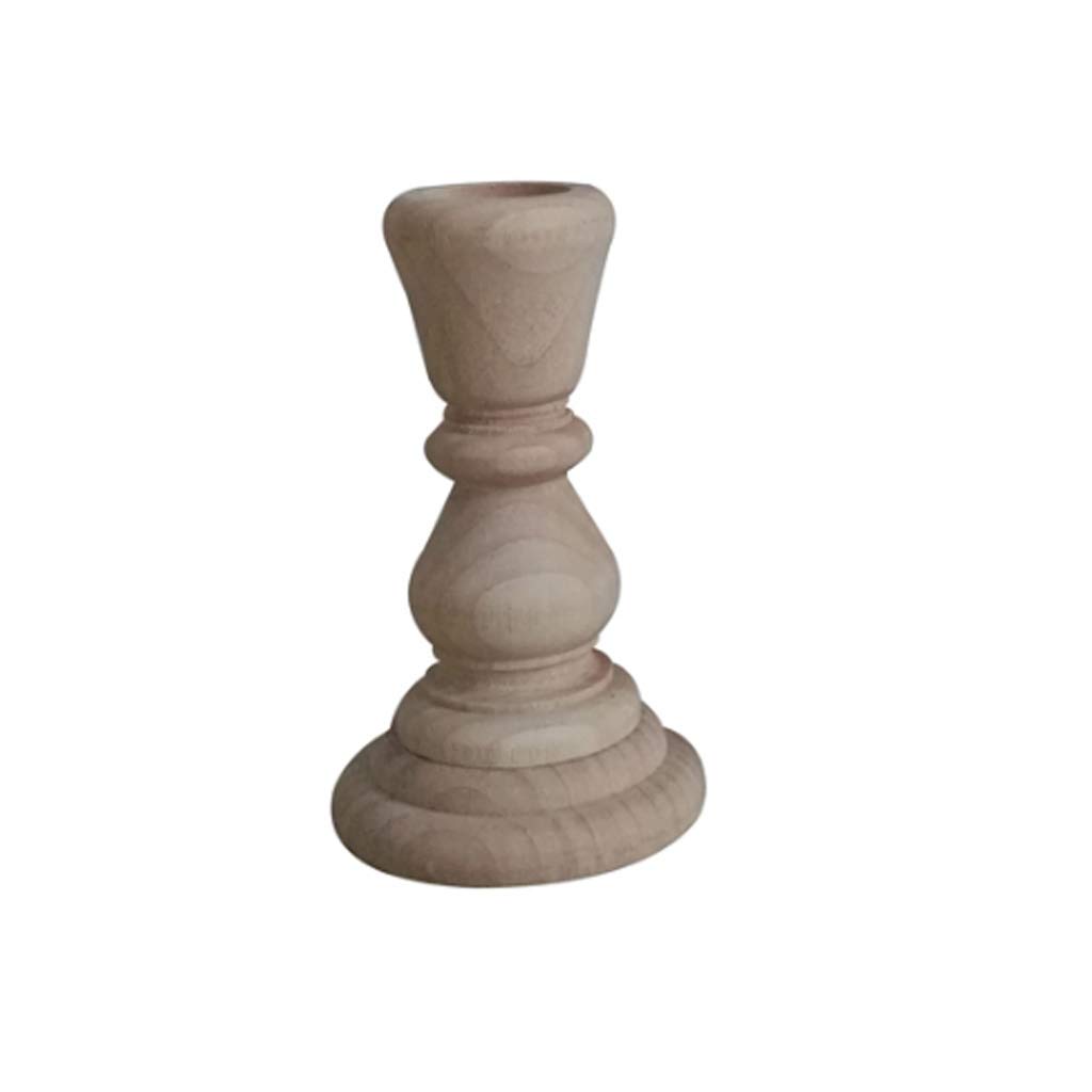 Vintage Unfinished Wooden Candlestick Holders - Unpainted DIY Candle Sticks for Wedding Decor, Rustic Home Decor & Craft Projects (Size S)