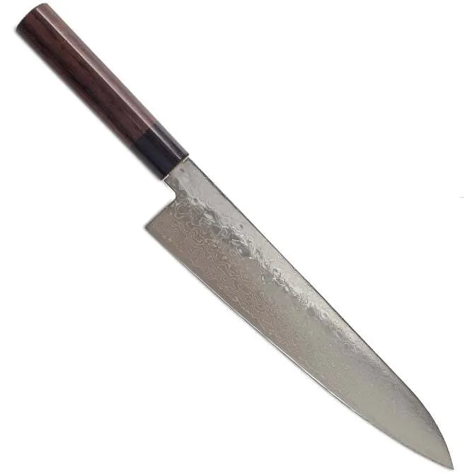 Premium Warikomi Damascus Gyuto Chef Knife - 8 Inch Japanese Kitchen Knife with Rosewood Handle for Professional Chefs & Home Cooking - Perfect for Slicing, Dicing & Meat Cutting