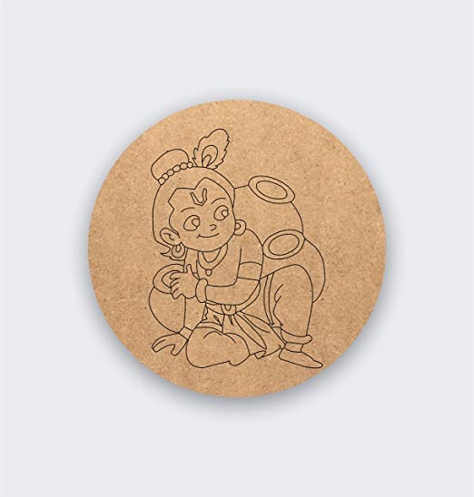 Printfry Pre-Marked Wooden Base Sri Krishna Cutout for DIY Crafts, Home & Room Decor - 10 Inch Handmade Art Piece | Perfect for Wall Hangings, Gift Giving & Spiritual Decorations