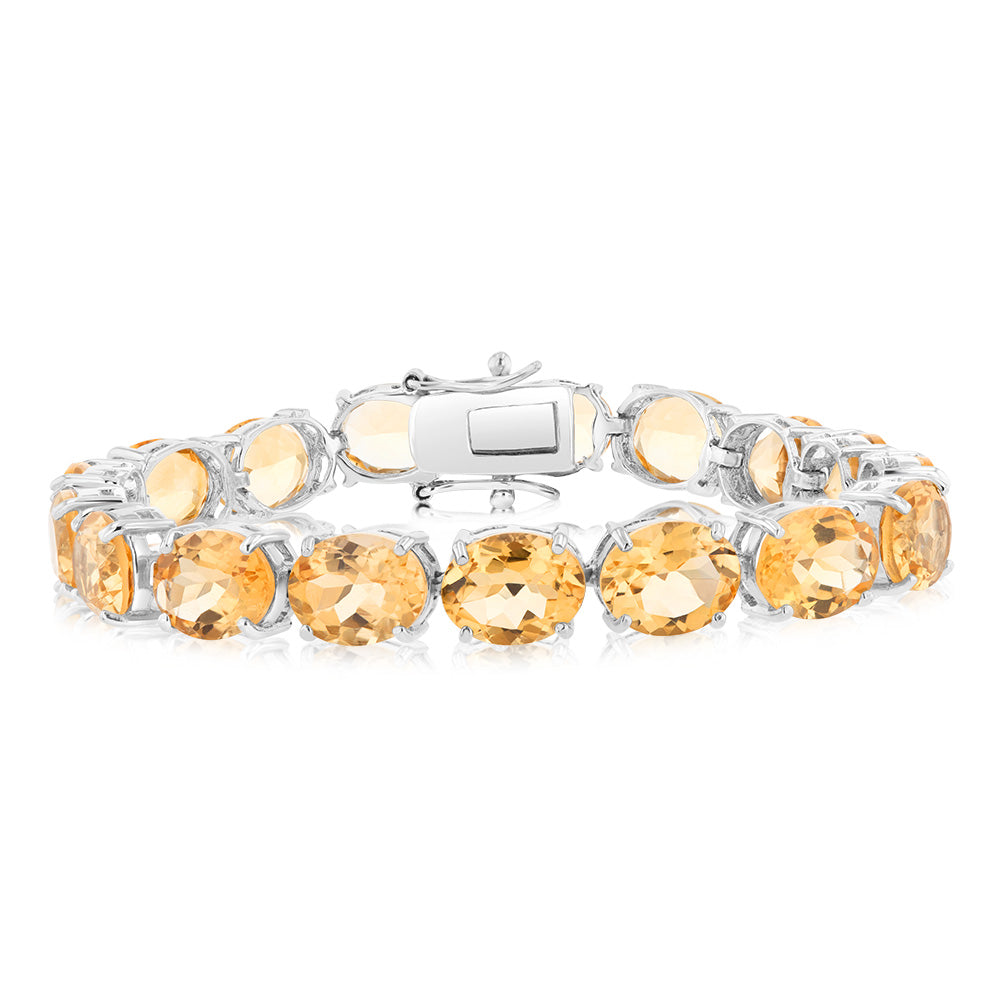 40 Carat Citrine Tennis Bracelet Sterling Silver - Elegant Jewelry for Women, Perfect for Weddings, Parties & Special Occasions