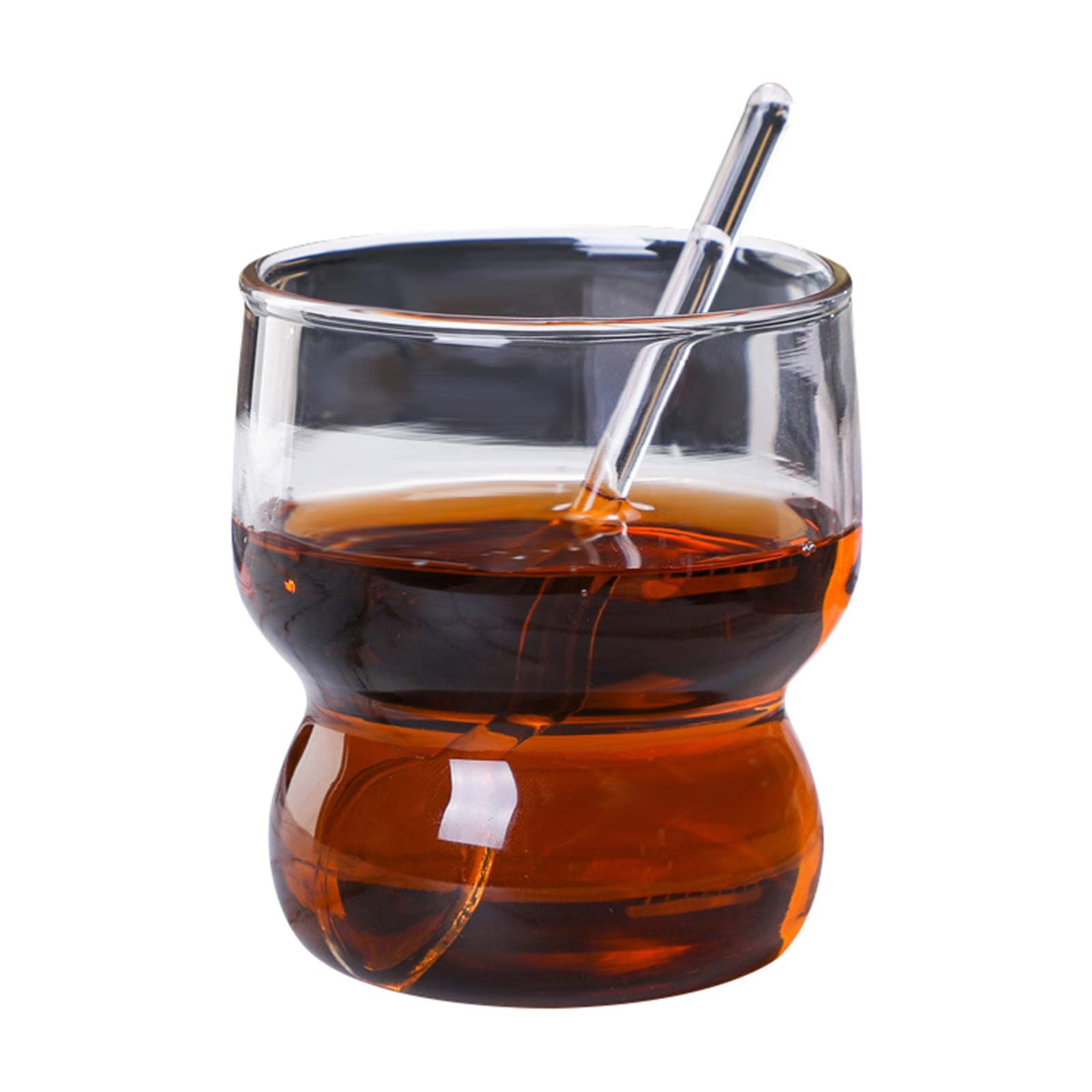 Vintage Glass Coffee Cups and Spoons Set - 6 Piece Creative Cute Glass Mugs for Tea, Coffee, Beer, Water & Desserts - Elegant Bar & Kitchen Decor for Home, Cafe, Restaurant Use