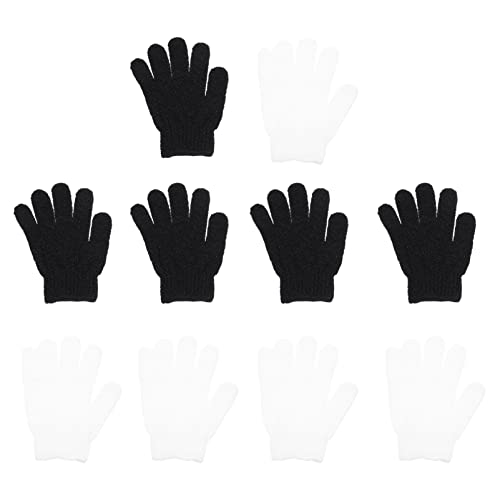 Healeved 10-Pack Exfoliating Gloves for Body Scrub & Dead Skin Removal - Black & White Bath Mitts for Shower, Spa & Massage - Perfect for Dry Brushing & Smooth Skin Care Routine