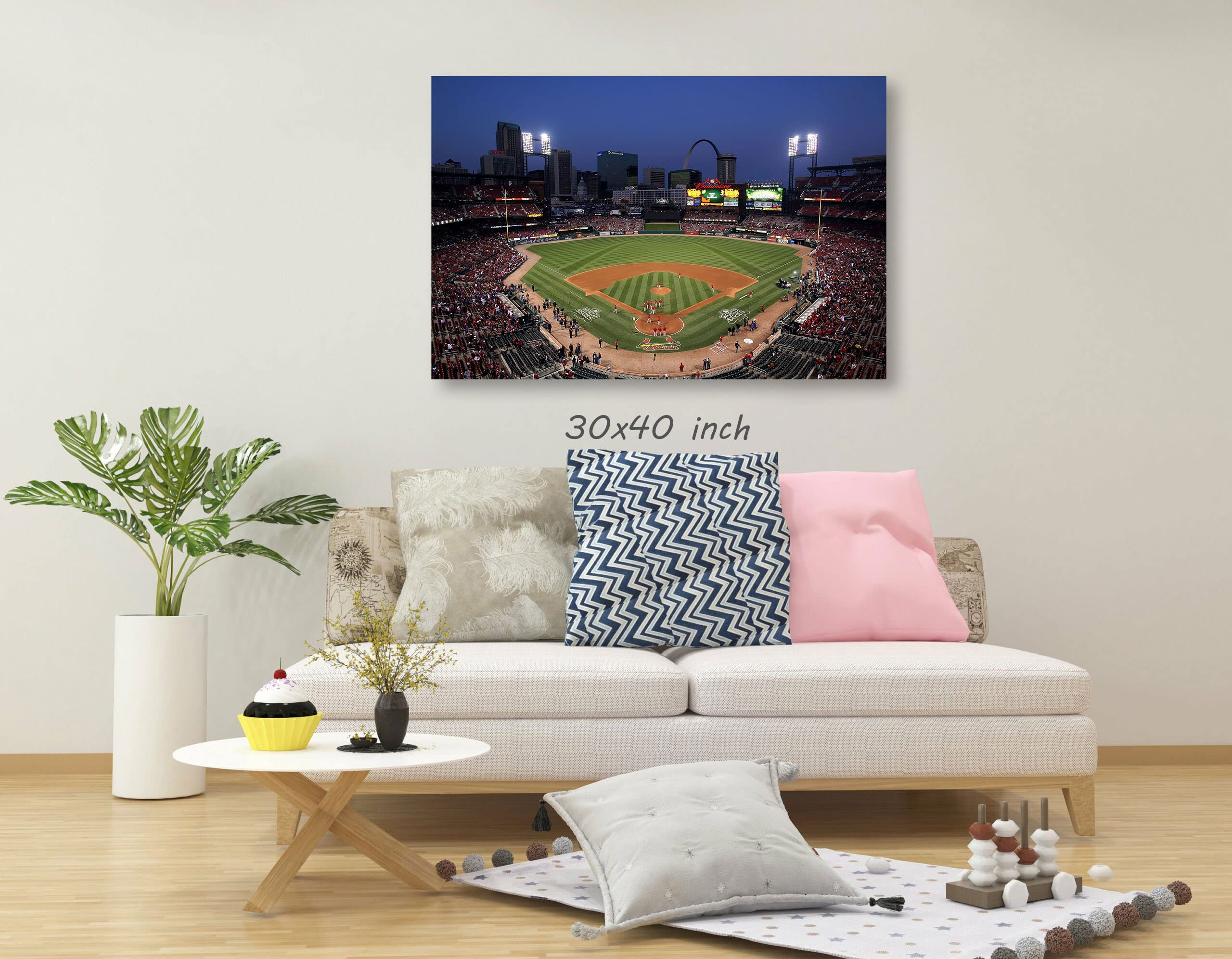 Busch Stadium Canvas Wall Art - Framed Ready to Hang 24x36 Inches - Baseball Stadium Decor for Living Room, Kitchen, Bedroom & Office - Perfect Gift for Cardinals Fans & Sports Enthusiasts