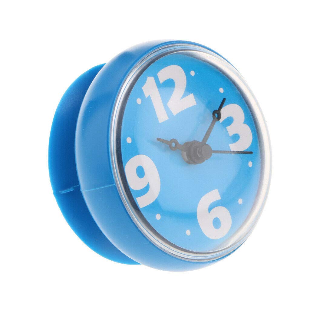 Waterproof Silicone Suction Cup Wall Clock - Bathroom, Shower & Kitchen Timer - Blue Home Decor for Easy Time Management in Wet Areas