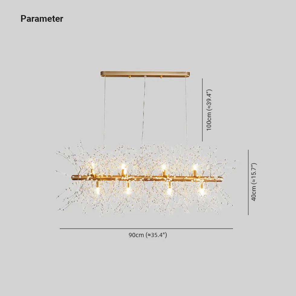 Modern Transparent Branch Chandelier - Elegant Dining Room Pendant Light for Kitchen Island, Breakfast Nook & Contemporary Home Decor