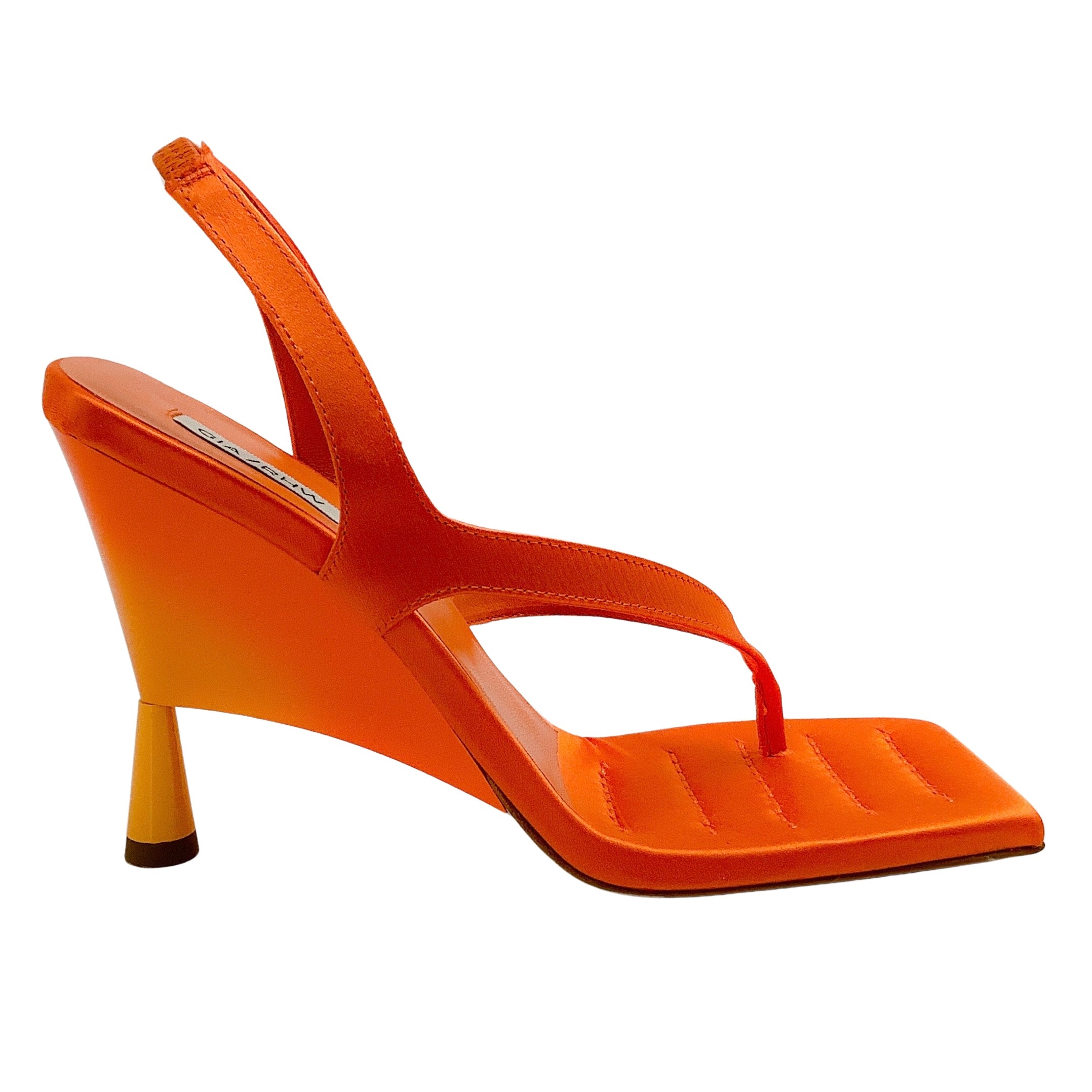 GIA Certified Orange Satin Rosie 12 Wedge Sandals for Women - Comfortable High Heel Summer Shoes for Beach, Party & Casual Wear