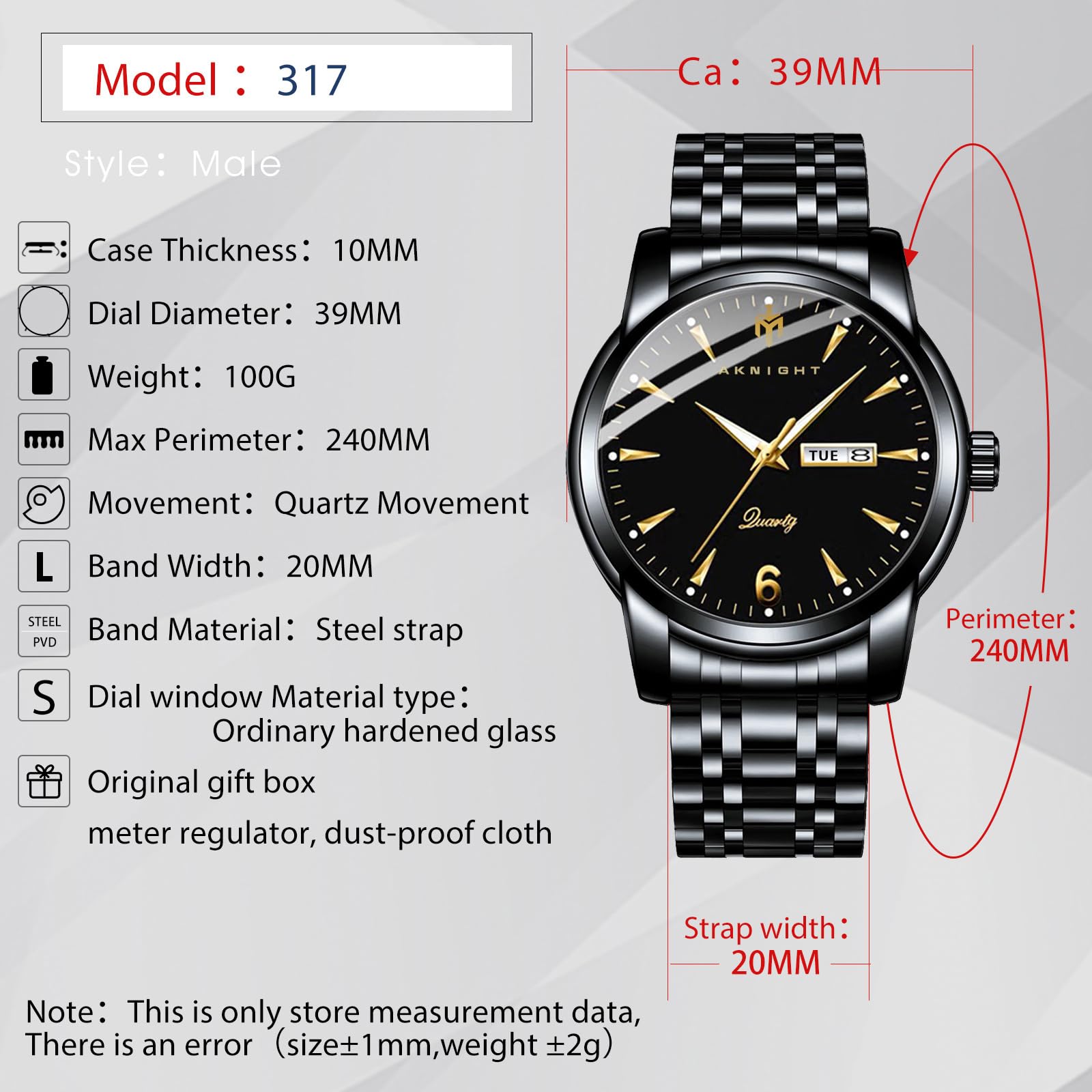 **Men's Stainless Steel Waterproof Chronograph Quartz Watch - Minimalist Dress Watch for Business & Casual Wear - Perfect for Office, Formal Events & Everyday Use**