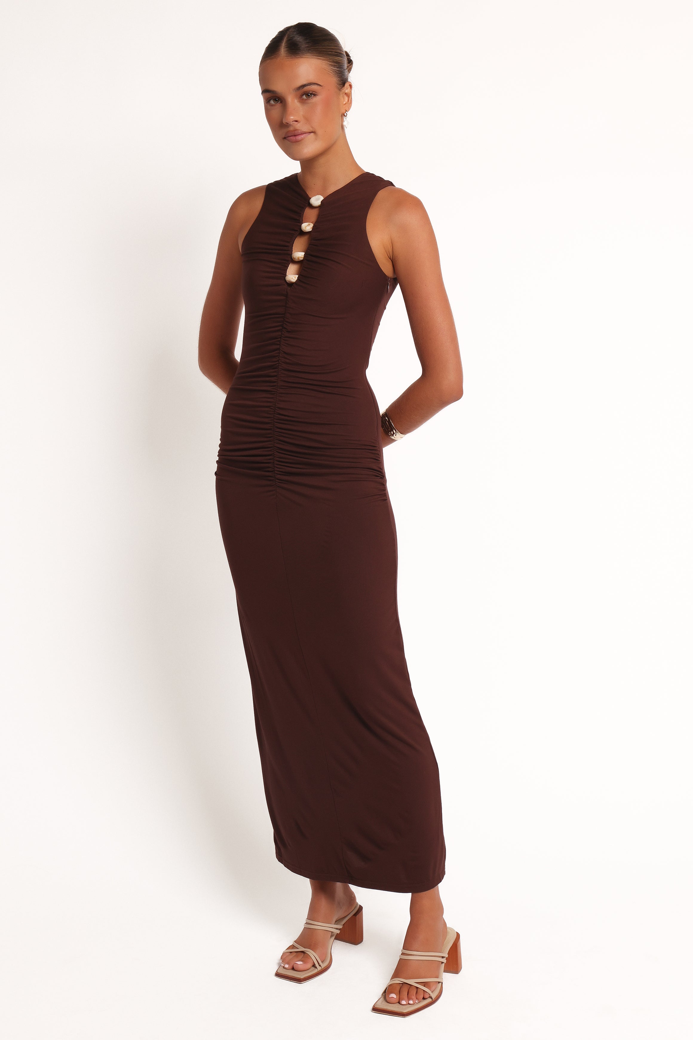 Brody Midi Dress for Women - Elegant Chocolate Brown Flowy Summer Dress | Perfect for Beach Vacations, Date Nights & Casual Outings