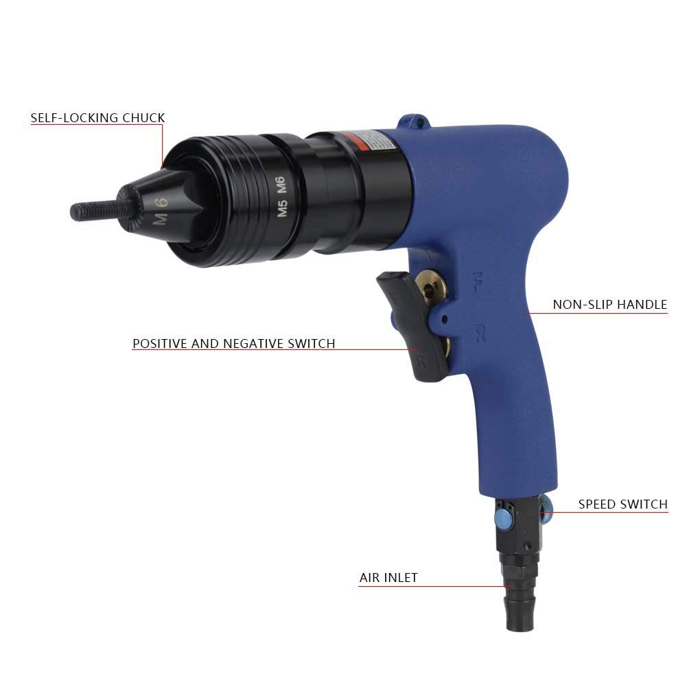 **Pneumatic Rivet Gun - Heavy Duty Air Riveter Tool for M5-M6 Rivet Nuts | Perfect for Metalworking, Automotive & DIY Projects**