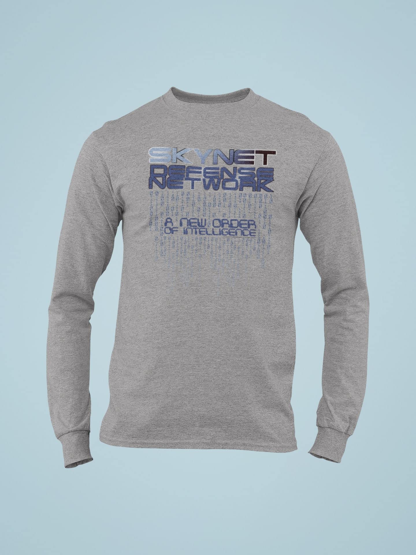 Pop Threads The Terminator Skynet Defense Network Code Graphic Long Sleeve T-Shirt | Vintage Sci-Fi Movie Tee | Casual Wear & Fan Gift