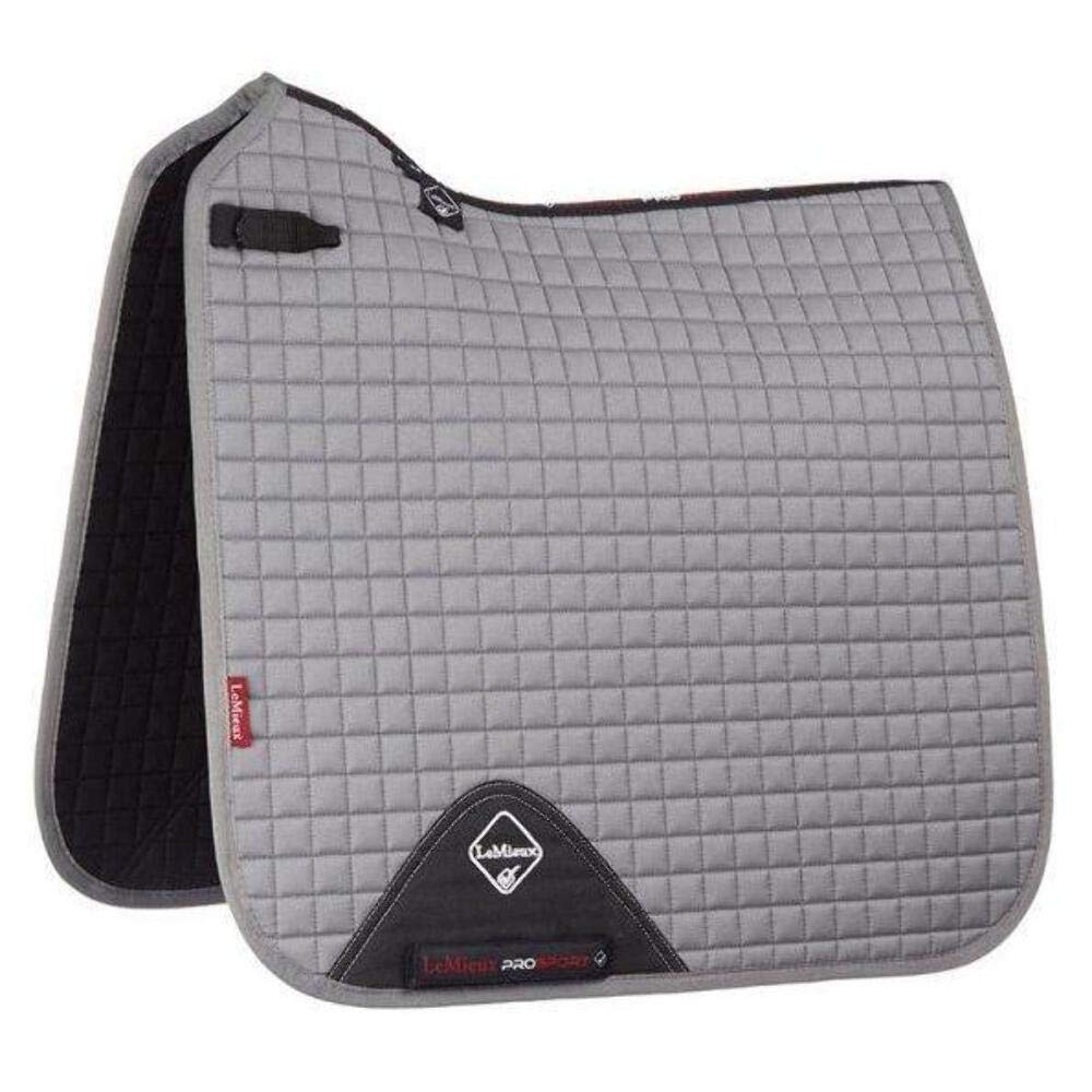 LeMieux ProSport Cotton Dressage Pad for Horses - Breathable & Comfortable Grey Saddle Pad for Dressage Training & Riding