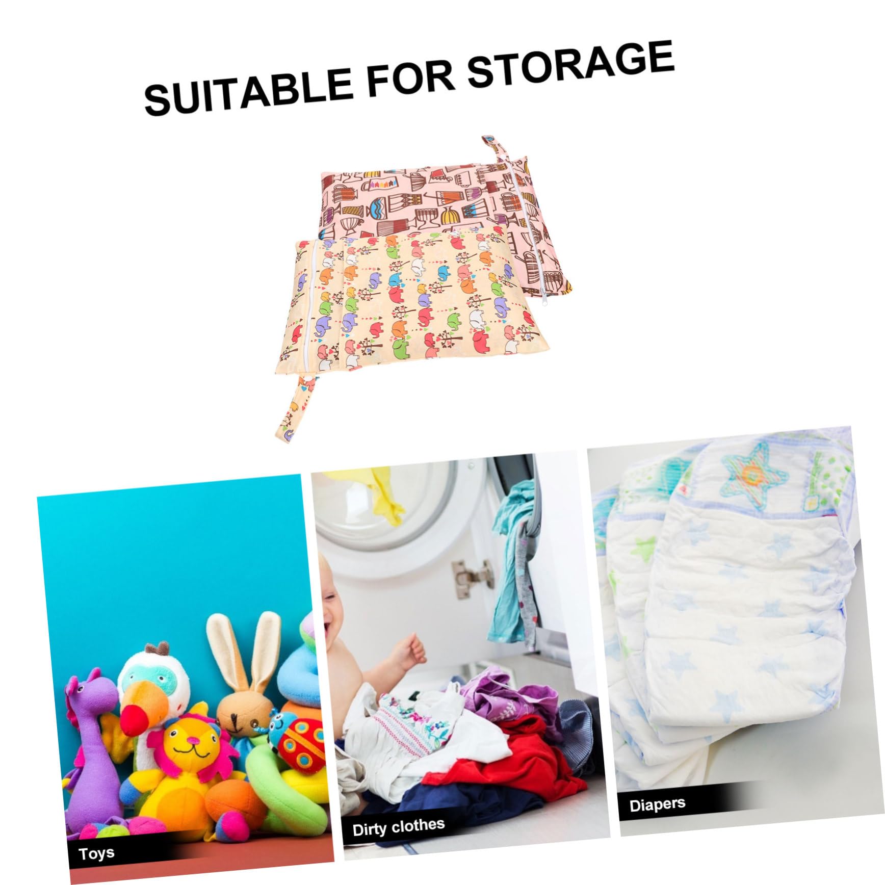 iFundom 4-Pack Small Wet Bags for Diapers - Waterproof Storage Organizer with Hanging Hook - Perfect for Baby Diapers, Swimsuits & Gym Clothes - Machine Washable Polyester Travel Wet Bag Set