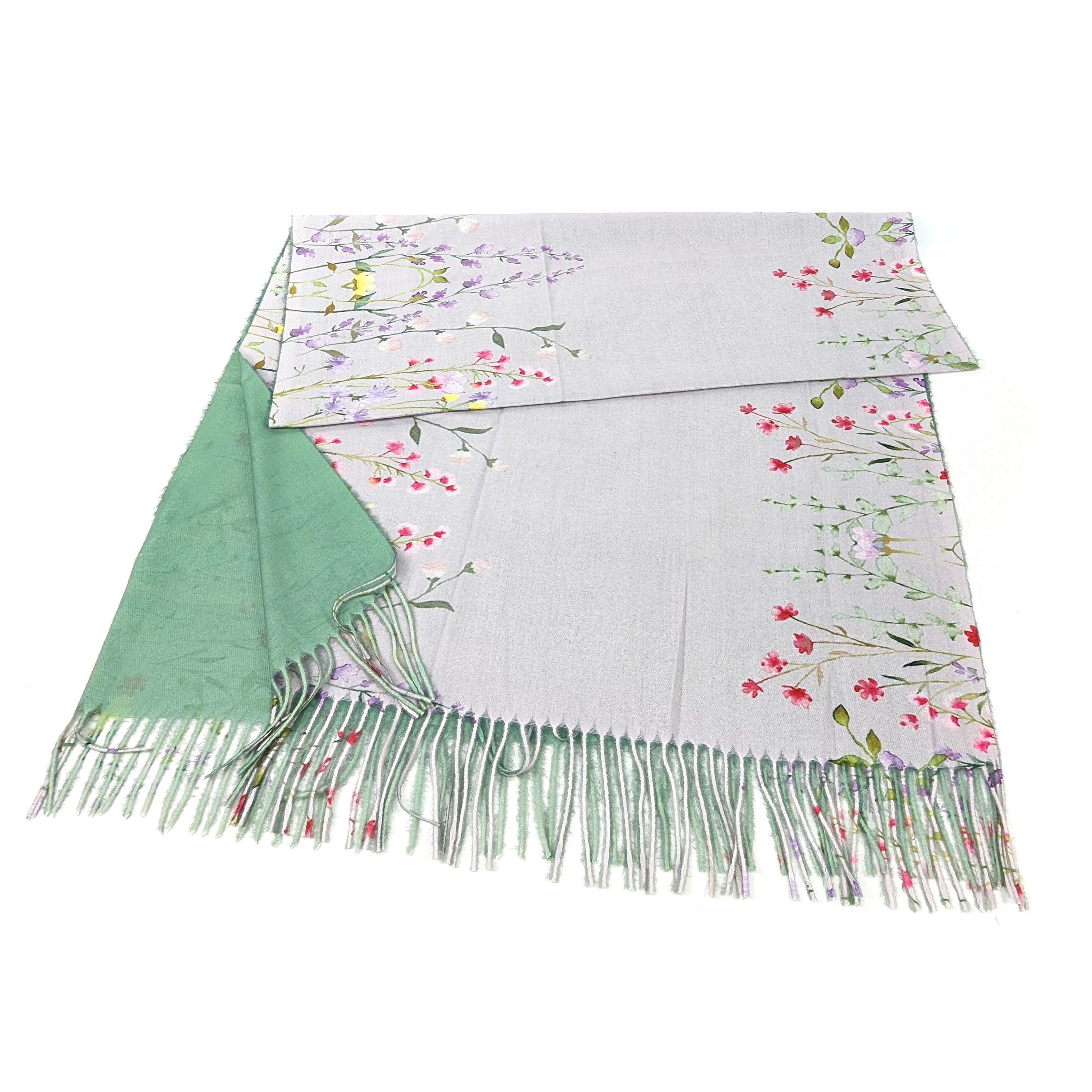 Wild Garden Border Pashmina Style Scarf - 70x180cm Soft Cashmere Blend Shawl Wrap for Women - Perfect for Fall Fashion, Travel Accessories & Evening Outfits