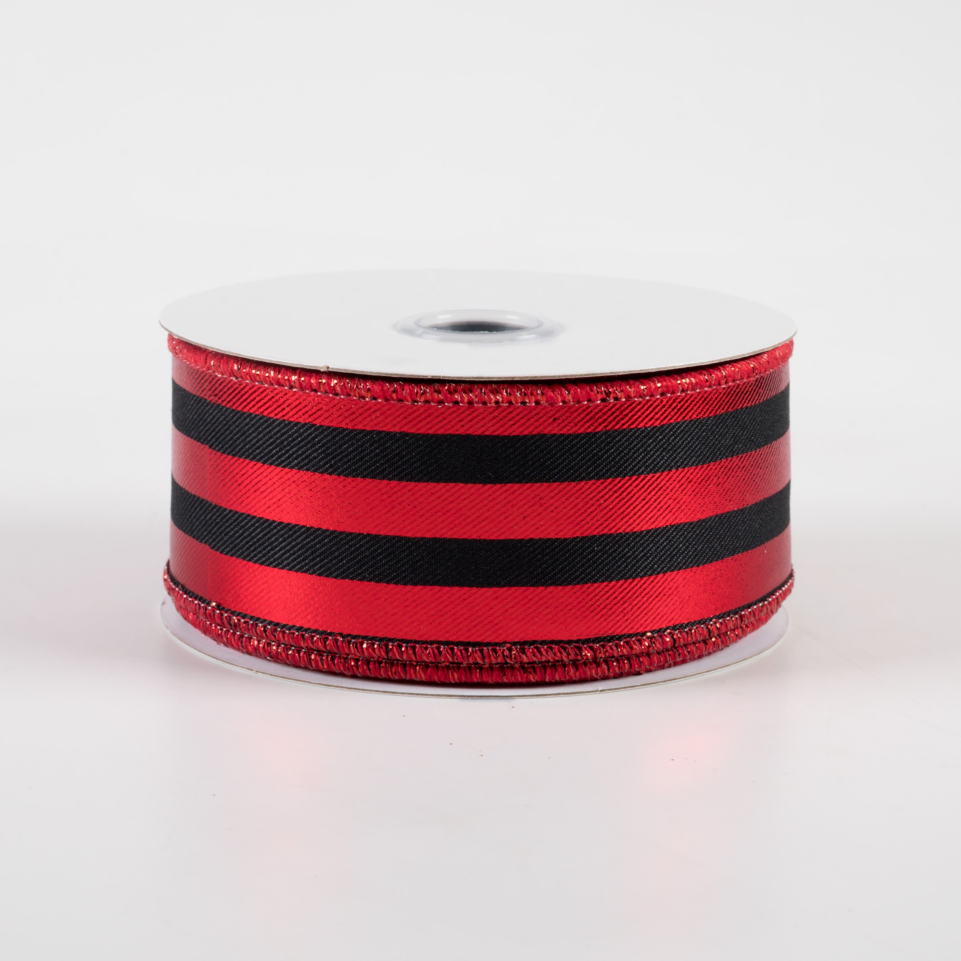 1.5 Inch Metallic Vertical Stripes Ribbon - Black & Red (10 Yards) for Gift Wrapping, DIY Crafts, Party Decorations, and Scrapbooking