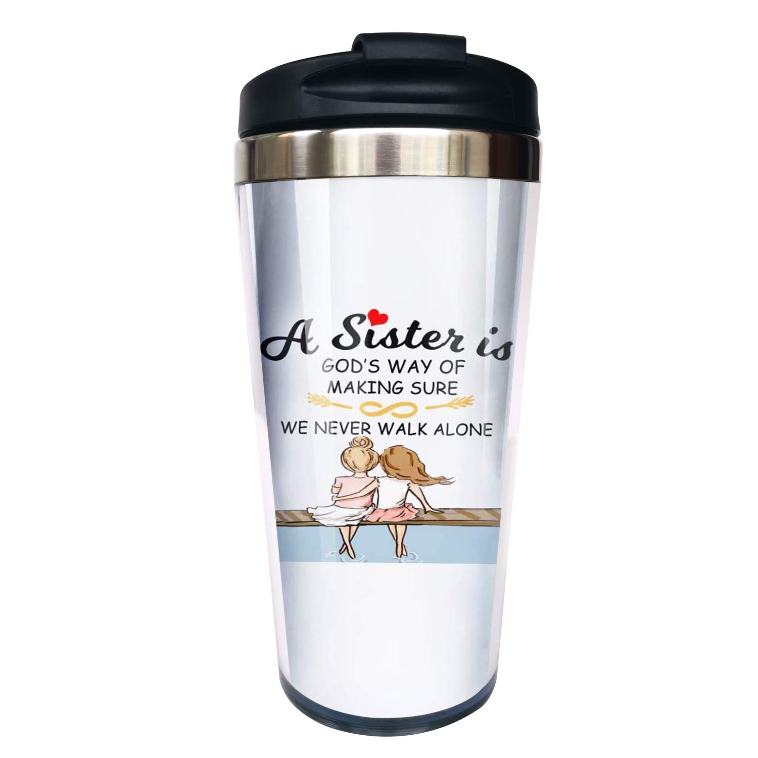 Hasdon-Hill Sister Travel Mug 12 Oz - Insulated Coffee Cup for Sisters, Best Gift for Sister's Birthday, Christmas - Perfect for Travel, Work, and Daily Use