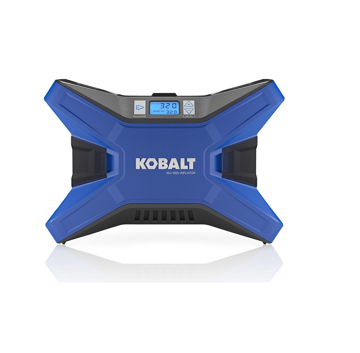 Kobalt 120V & 12V Portable Air Compressor - Digital Tire Inflator Pump with LED Display, 120 PSI, Nozzle & Needles Included - Perfect for Cars, Bikes, Sports Balls & Home Inflation Needs