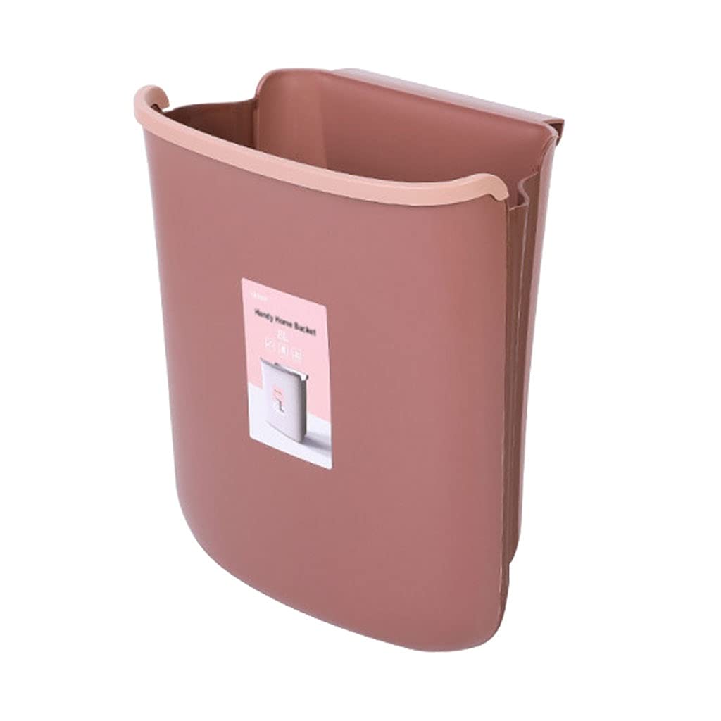 TOMYEUS Wall Mounted Foldable Trash Can for Kitchen & Bathroom - Household Waste Sorting Cabinet Door Garbage Bin - Space Saving Brown Trash Can (Ideal for Small Spaces, Apartments, RVs & Under Sink Storage)