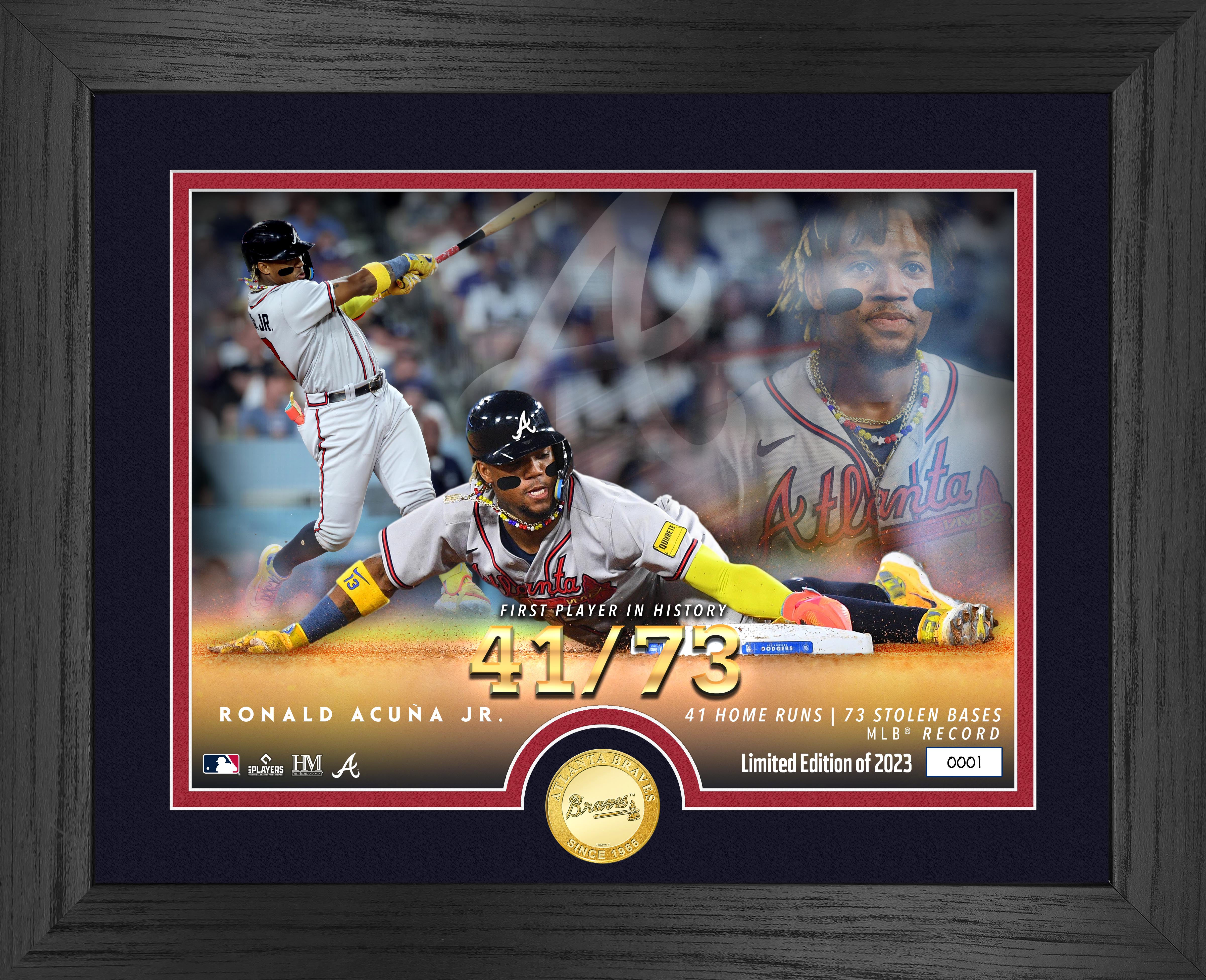 Ronald Acuna Jr 41 Home Runs 73 Stolen Bases Commemorative Bronze Coin - Limited Edition Collectible for Baseball Fans, Sports Memorabilia Display, and Gift for MLB Enthusiasts