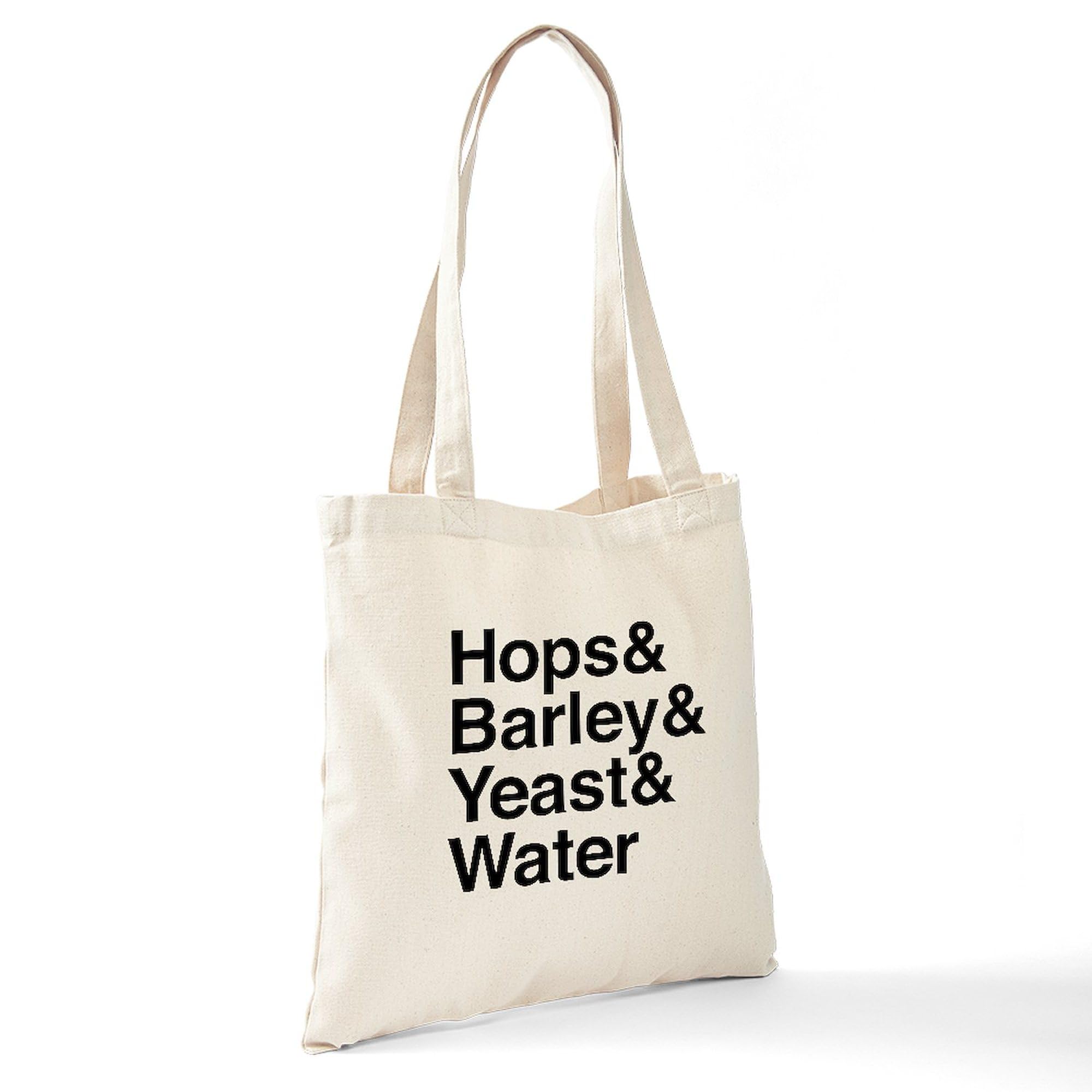 **Hops Barley Yeast Water Tote Bag - Natural Canvas Reusable Shopping Bag for Groceries, Beach & Farmers Market**
