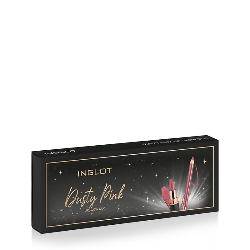 INGLOT Dusty Pink Lip Glow Duo Gift Set - Long Lasting Lip Gloss & Lipstick Set for Women | Perfect for Date Night, Weddings & Special Occasions