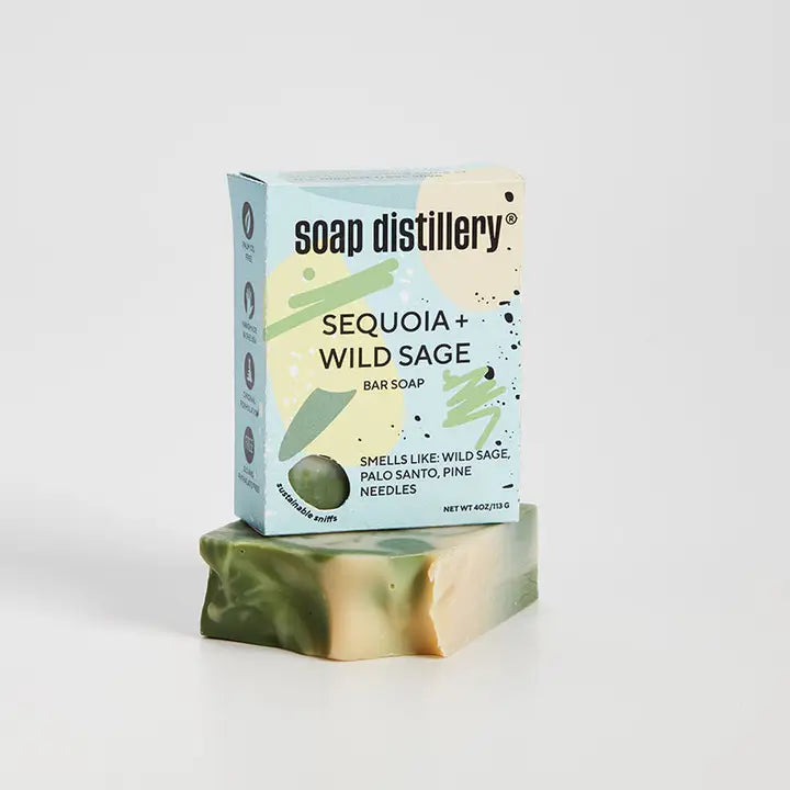 Soap Distillery Bar Soap - Natural Sequoia & Wild Sage Scented Handmade Soap for Men & Women | Moisturizing, Vegan, Cruelty-Free | Perfect for Shower, Bath & Gift Giving
