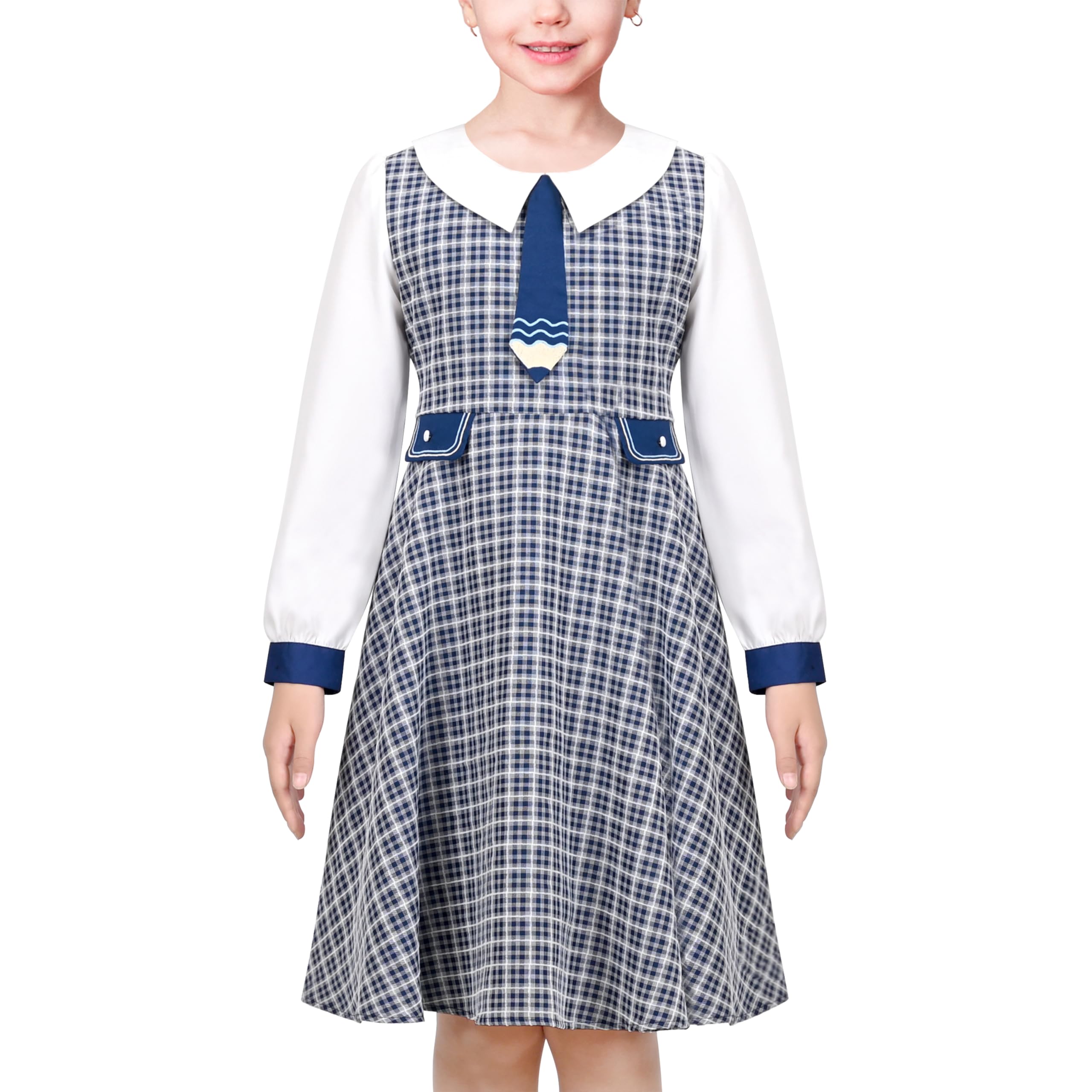 Sunny Fashion Girls' Pink Floral Long Sleeve Cotton Casual Dress - Size 4-8 | Perfect for School, Parties & Everyday Wear