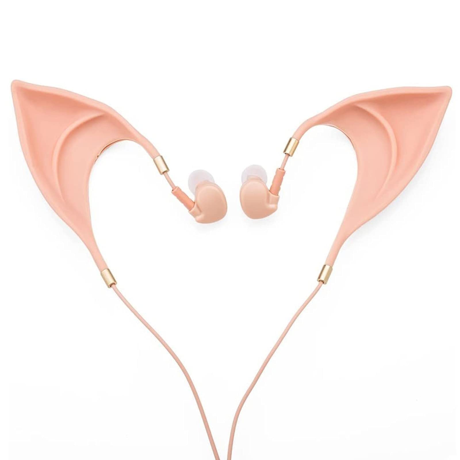 Gonwan Elf Earbuds Headphones - Elegant Elven Ear Design with Ultra-Soft Cord for Perfect Sound Quality | Fairy Cosplay Headset & Spirit Costume Accessories (Skin Color) | Great for Fantasy Conventions, Role Playing & Themed Parties