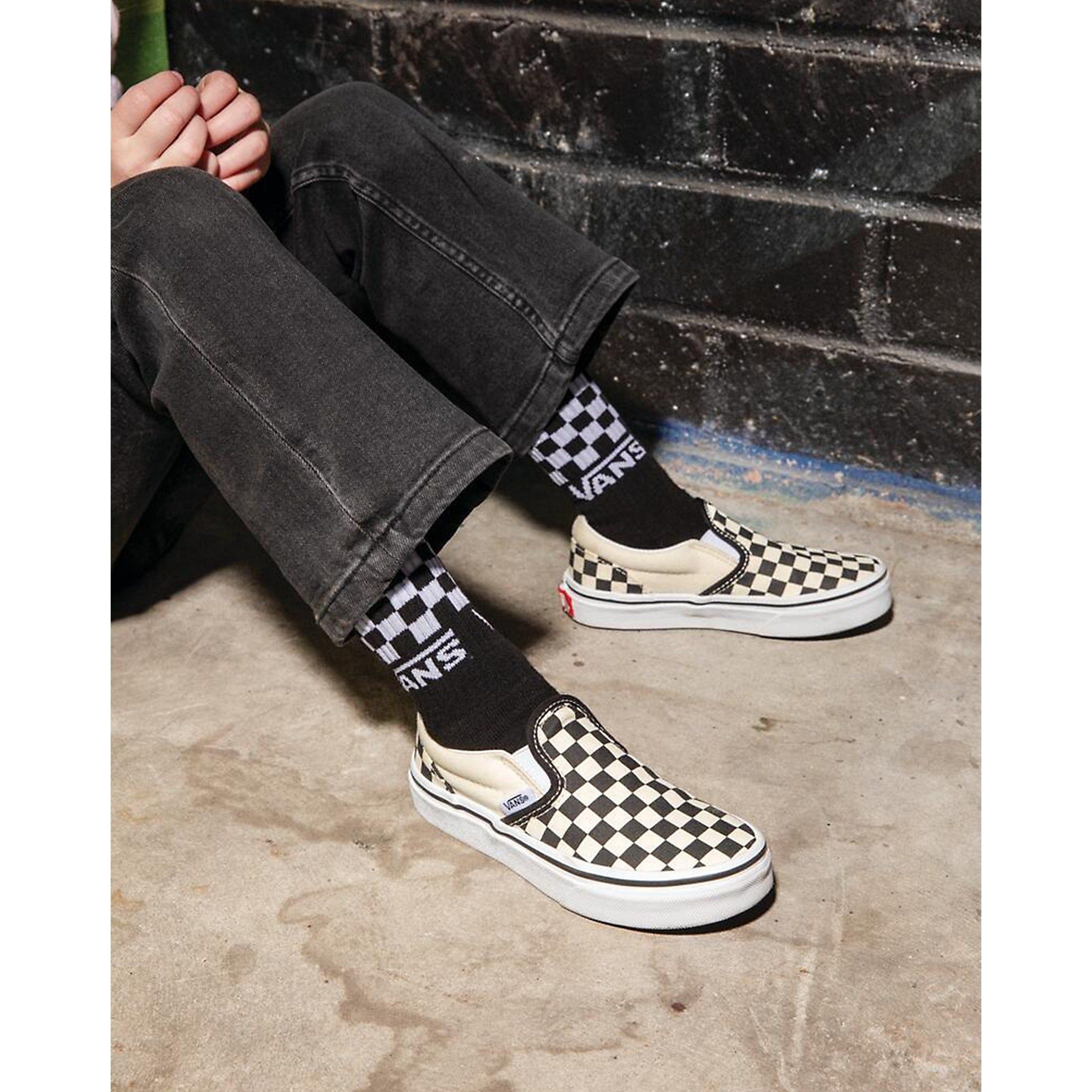 Vans Kids Classic Slip-On Checkerboard Sneakers - Comfortable Canvas Shoes for Boys & Girls - Perfect for School, Playground & Casual Wear
