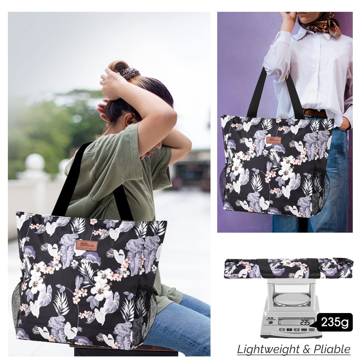 Burninger Large Waterproof Beach Bag for Women - Sandproof Tote with Zipper & Multiple Pockets - Perfect for Pool, Gym, Travel & Vacation - Durable Carryall for Swimming, Shopping & Outdoor Activities